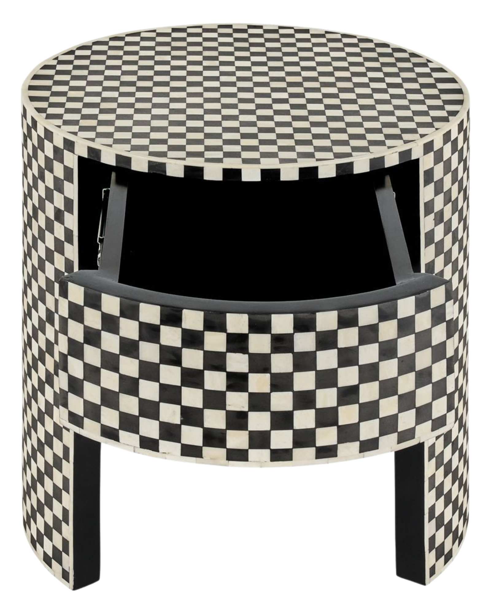 Maze Side Drawer in Black and White Bone Inlay by Tabeer Homes