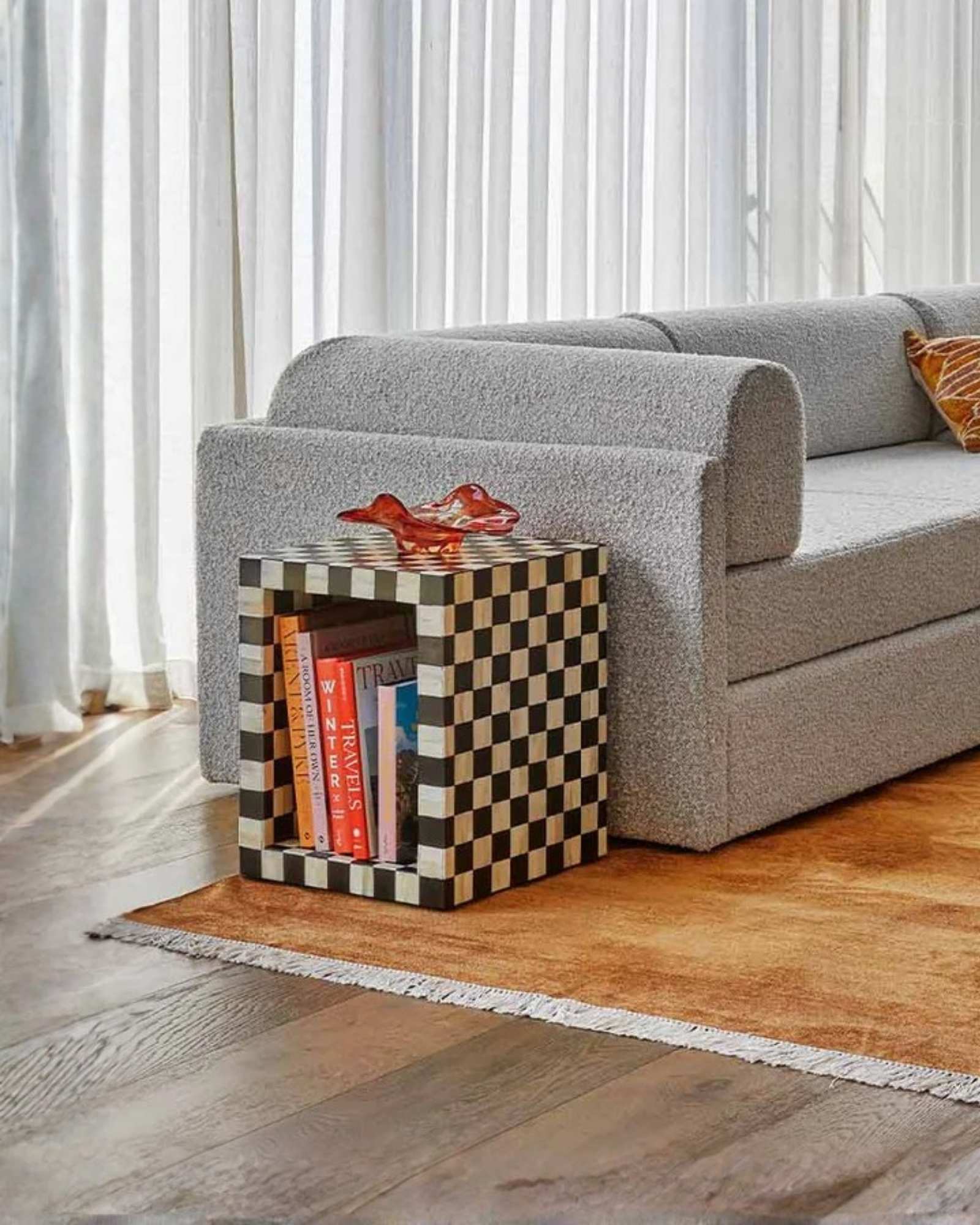 Maze Side Table - Black Bone Inlay - Tabeer Homes