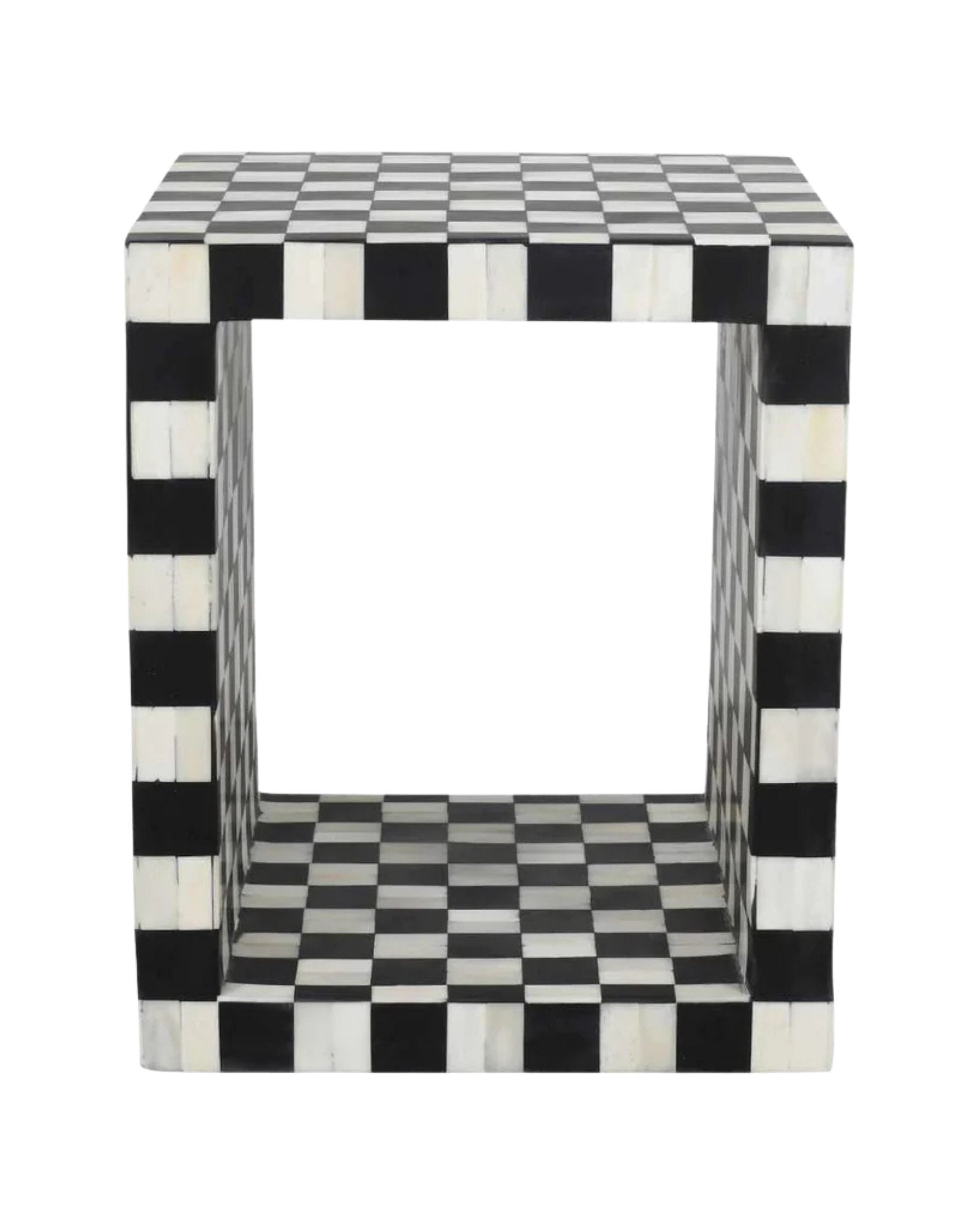 Maze Side Table - Black Bone Inlay - Tabeer Homes