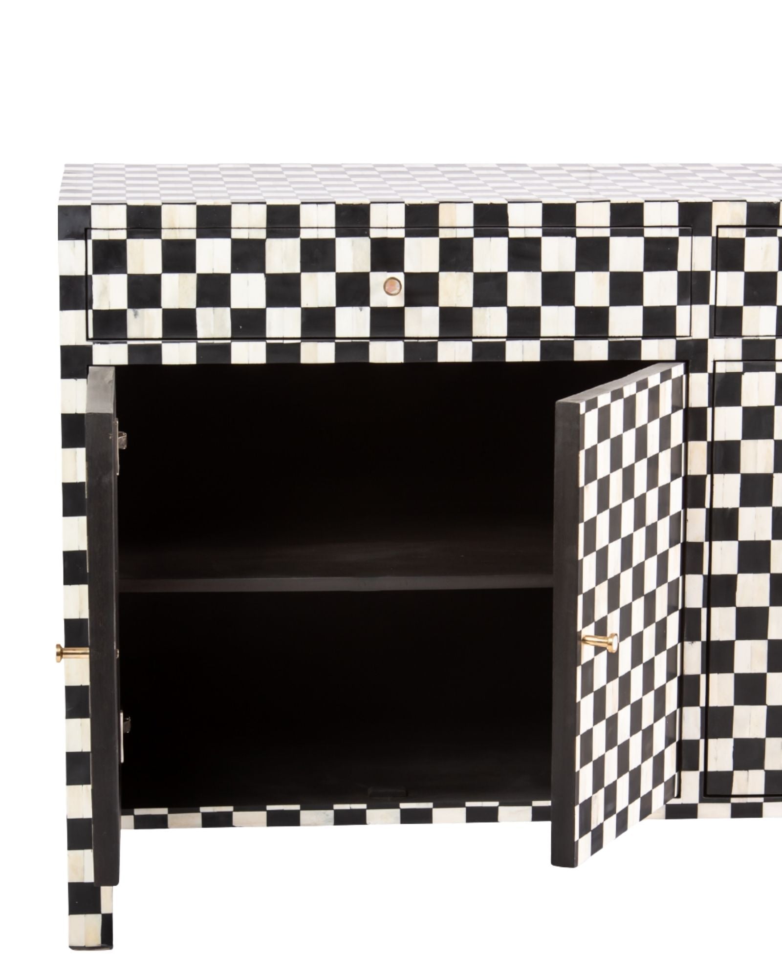 Maze Sideboard Cabinet - Black & White Bone Inlay - Tabeer Homes