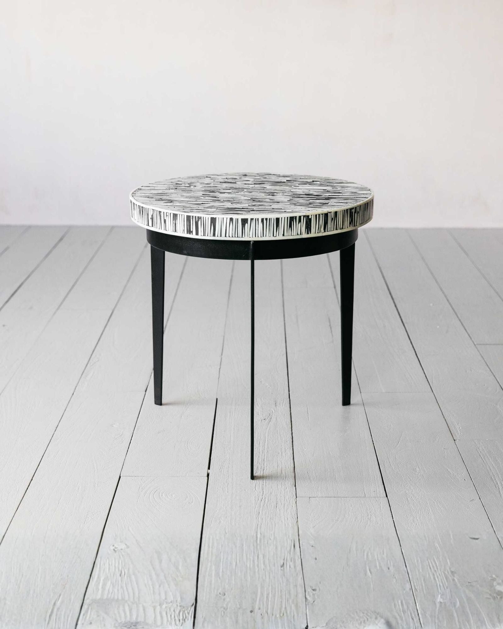 Meena Side Table - Black & White Bone Inlay - Tabeer Homes