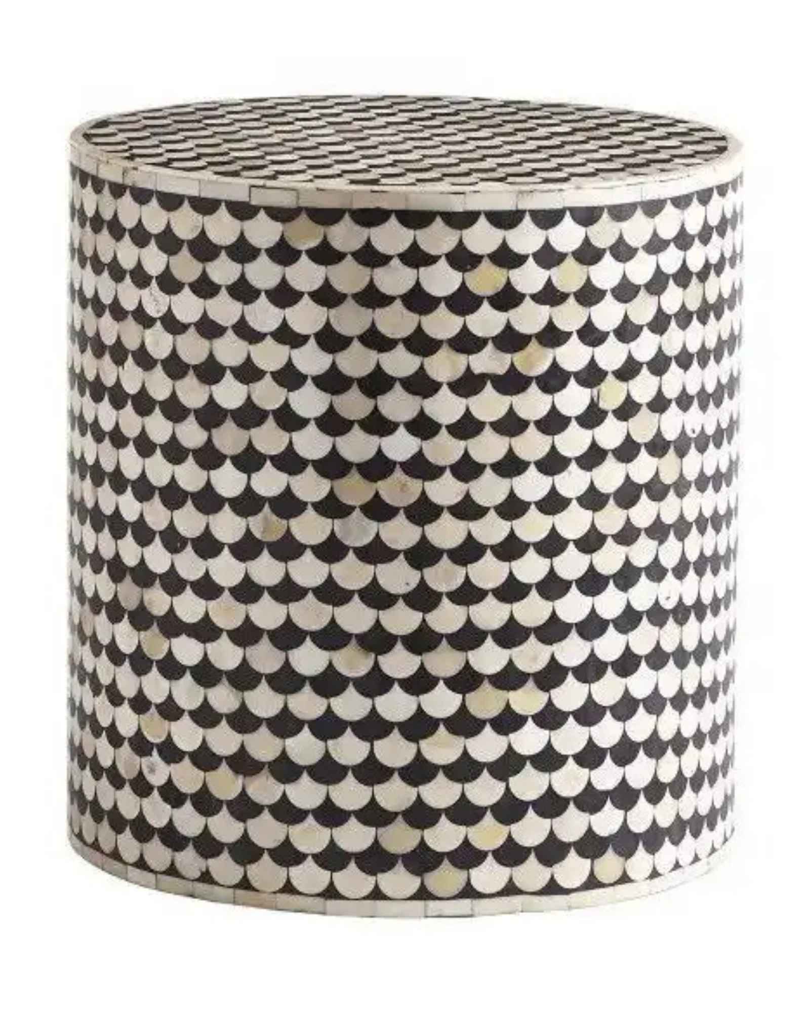 Mosaic Side Table - Black Bone Inlay - Tabeer Homes.