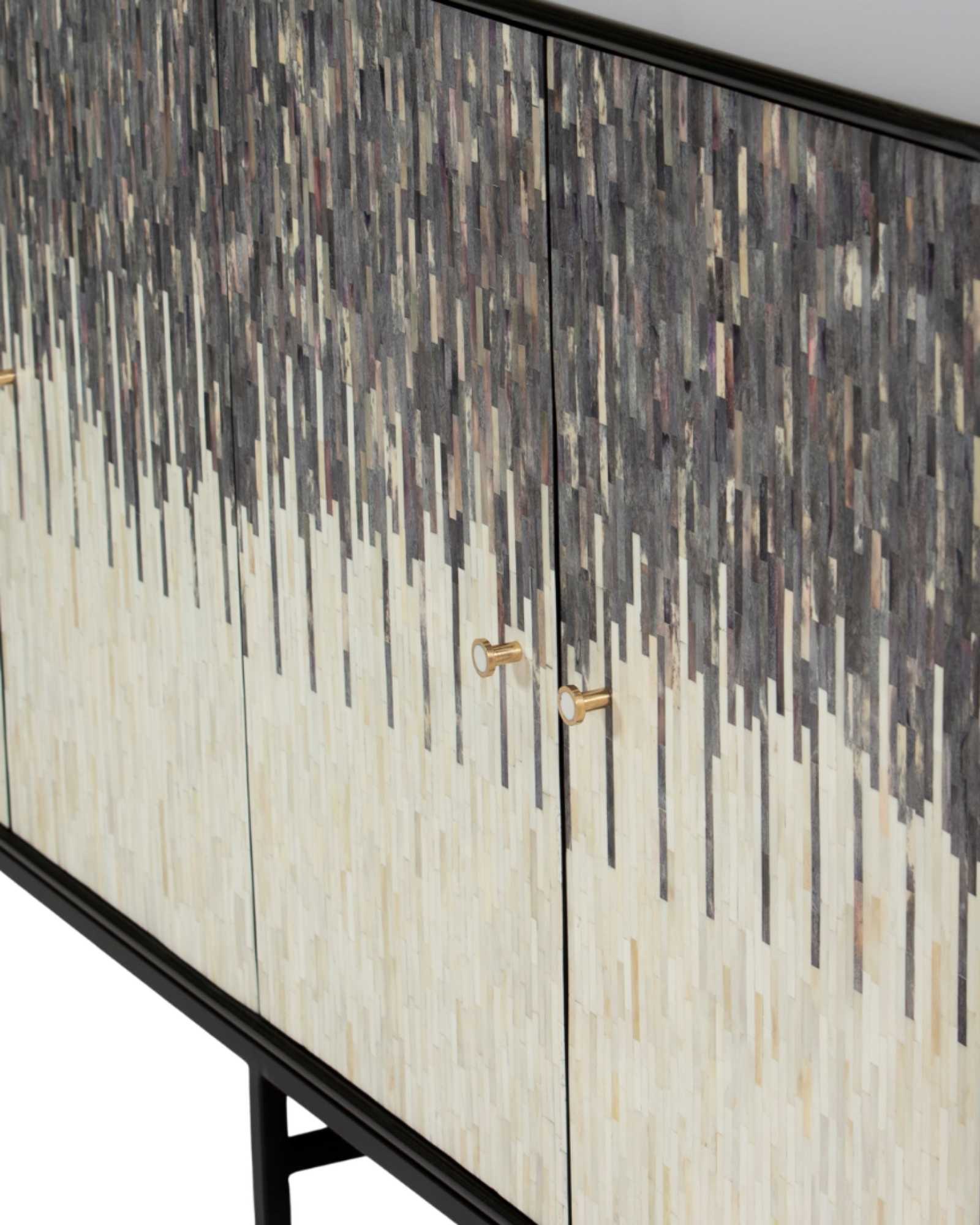 Naveli Cabinet - Black Bone Carved Cabinet - Tabeer Homes
