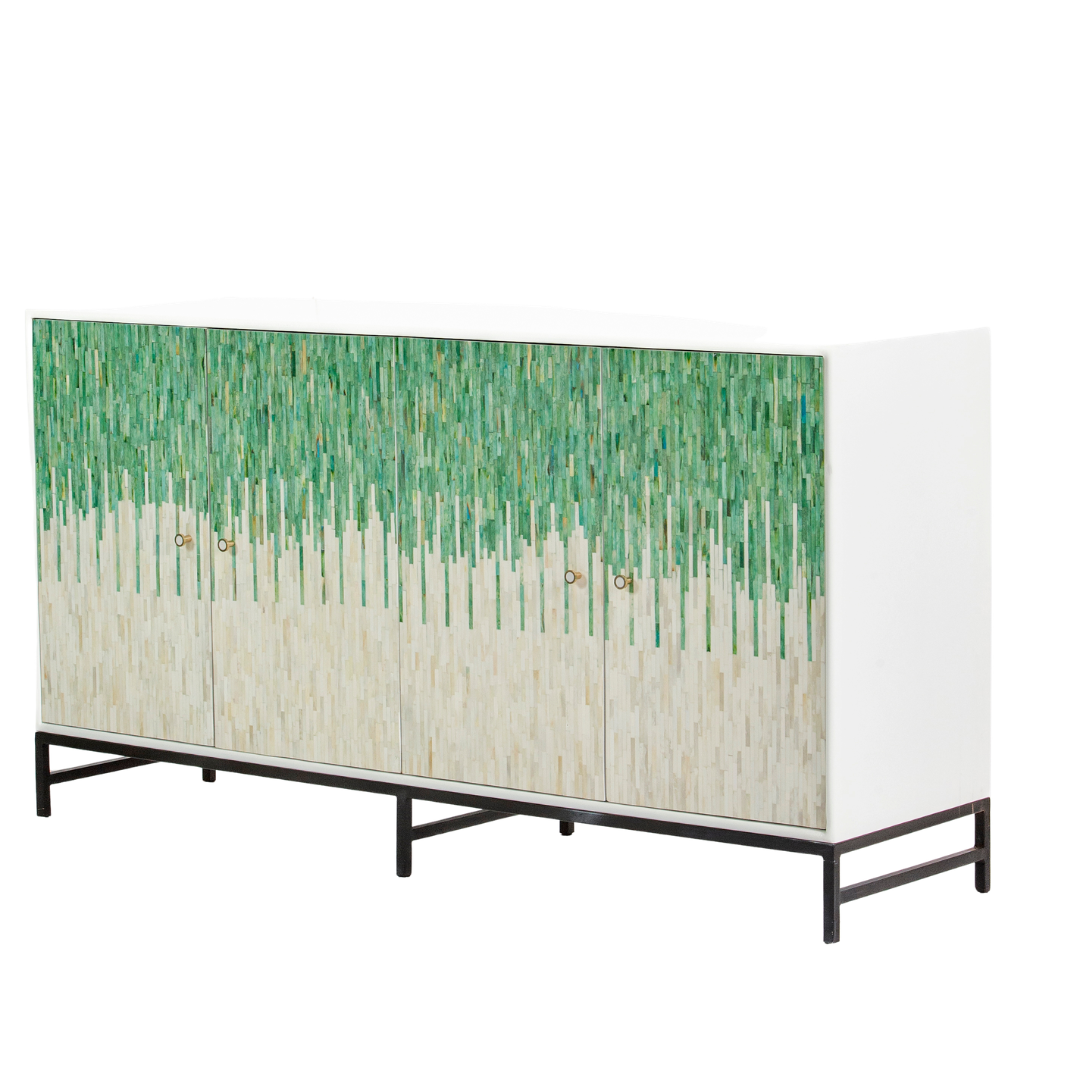 Naveli Sideboard Green Bone Carved by Tabeer Homes