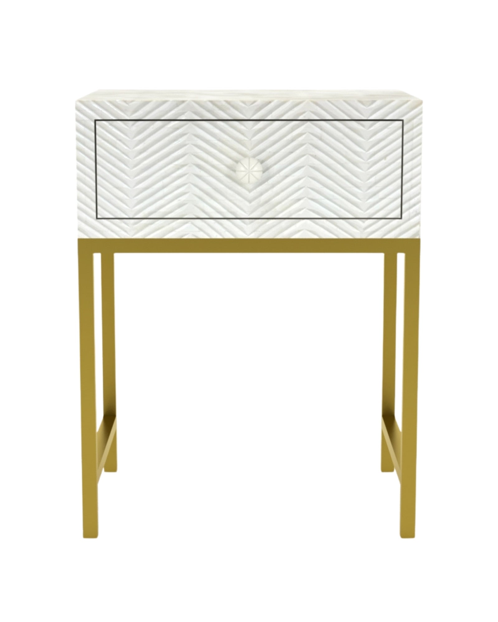 White Bone Inlay Side Table 