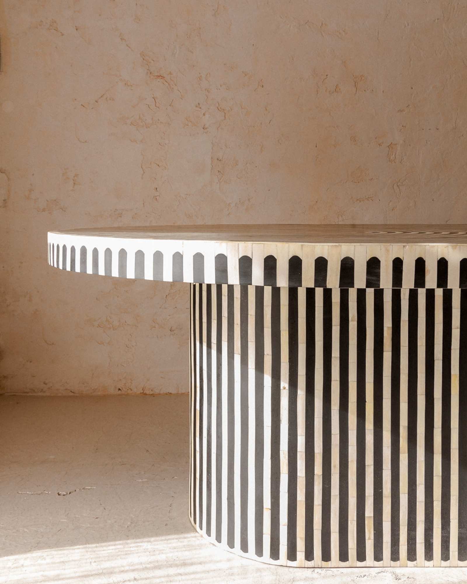 Nova Dining Table in Black and White Bone Inlay by Tabeer Homes