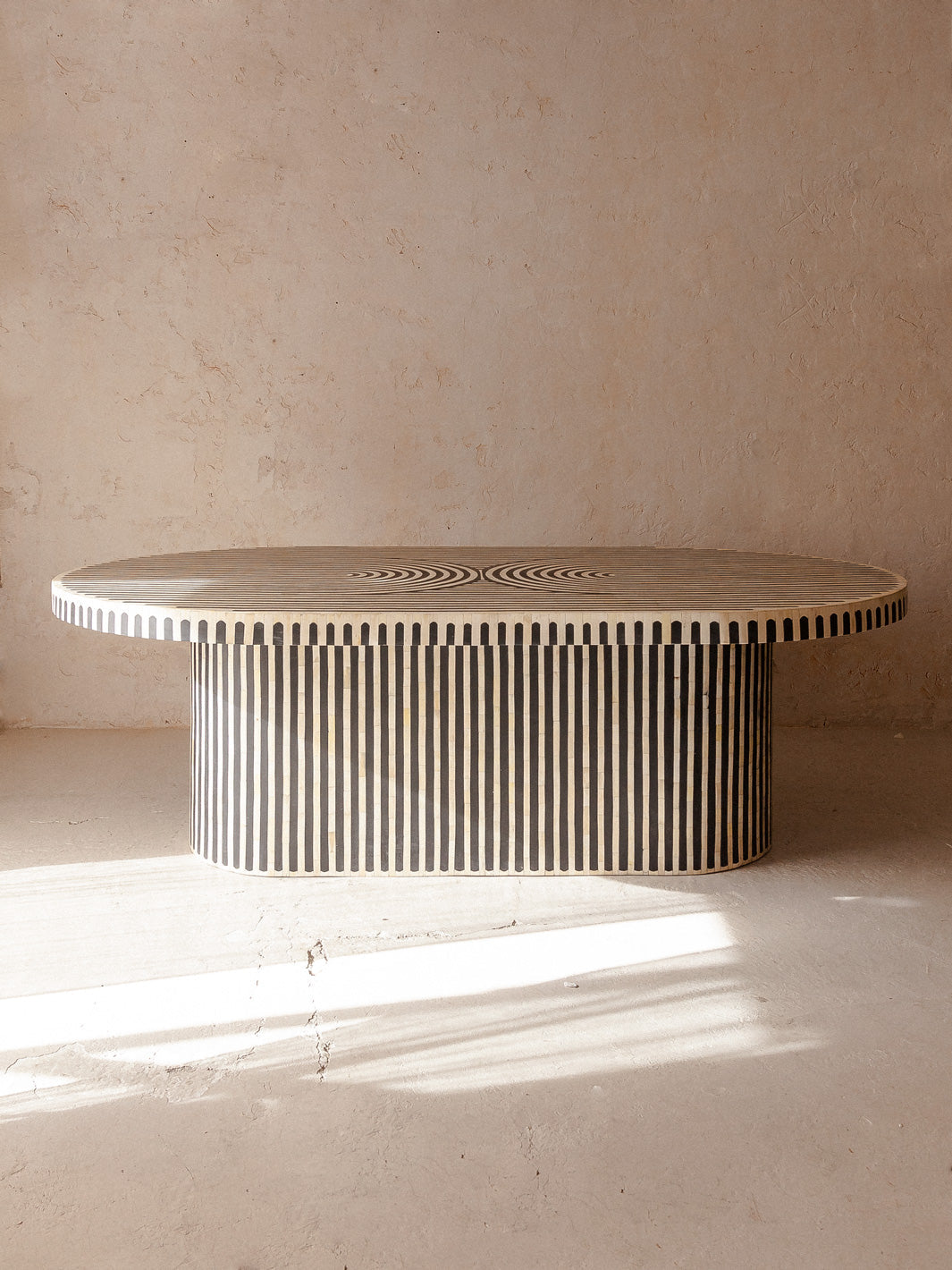 Nova Dining Table in Black and White Bone Inlay by Tabeer Homes