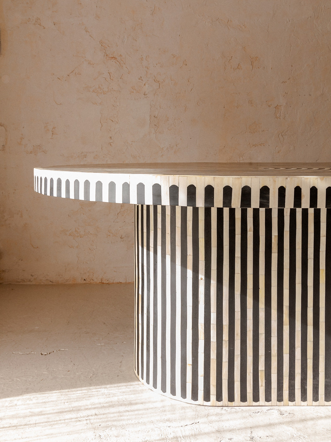 Nova Dining Table in Black and White Bone Inlay by Tabeer Homes