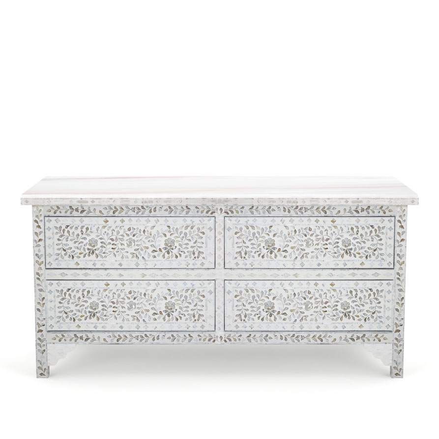 Iris Chest of Drawers - White Mother of Pearl Inlay