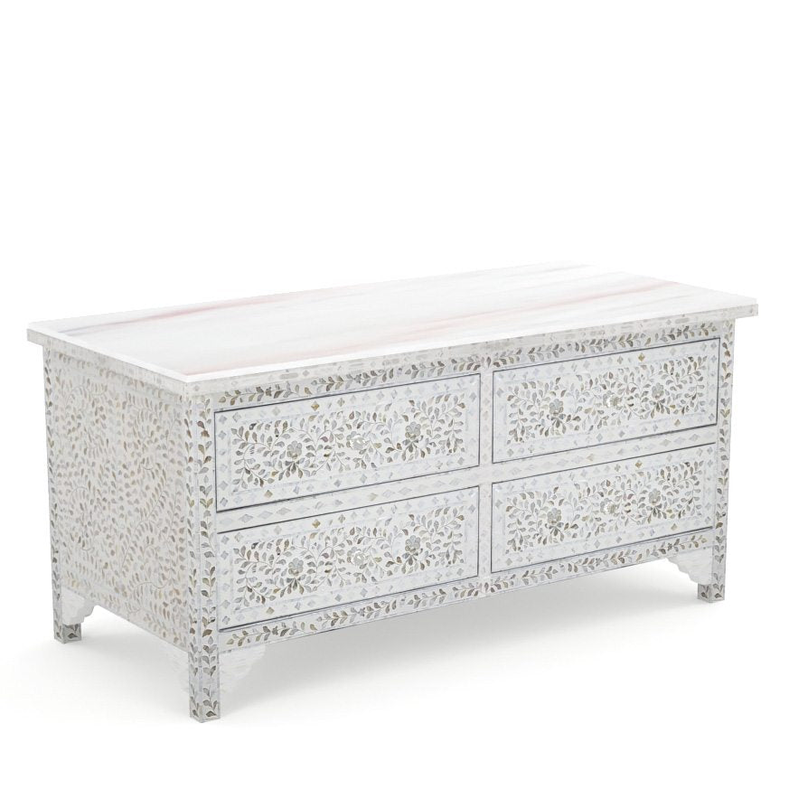 Iris Chest of Drawers - White Mother of Pearl Inlay