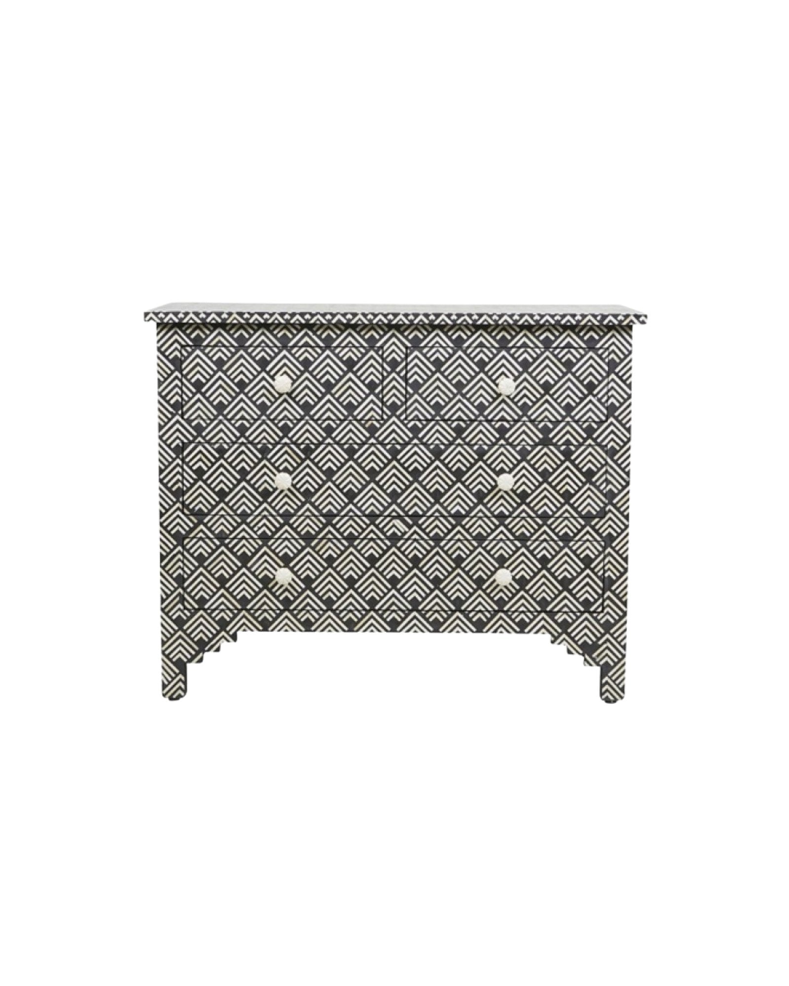 Pahaad Chest of Drawers - Black & White Bone Inlay - Tabeer Homes