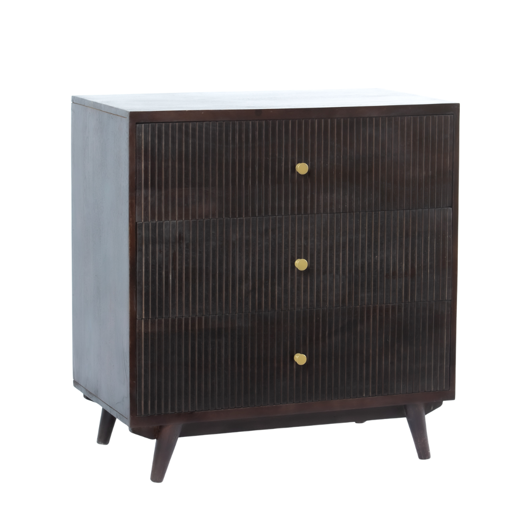 Featuring a Brown Wood Chest of Drawer in striped pattern, the Pasari collection enhances your space with intricately handcrafted designs that elevate your home and living aesthetics. 