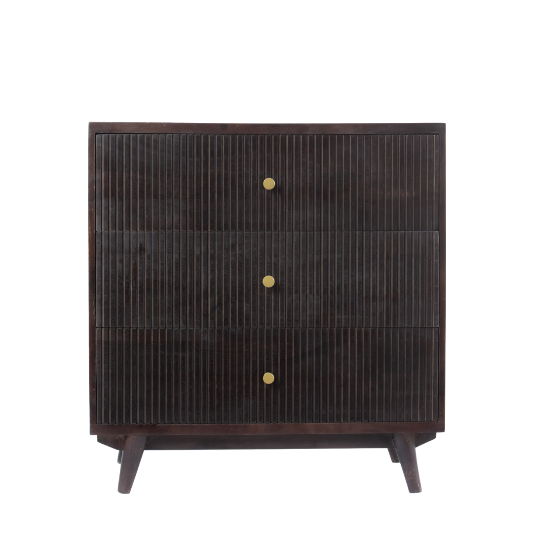 Featuring a Brown Wood Chest of Drawer in striped pattern, the Pasari collection enhances your space with intricately handcrafted designs that elevate your home and living aesthetics. 