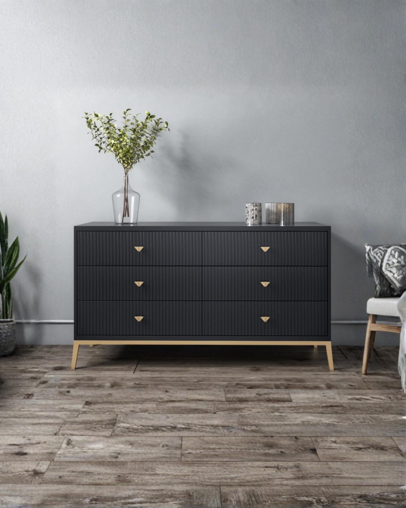 Piccolo Big Chest of Drawers -  Black Wood - Tabeer Homes