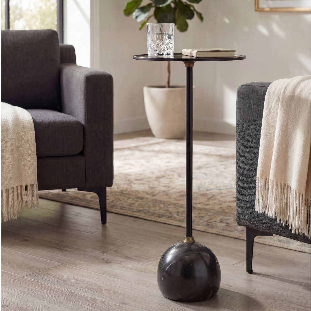 Praia Side Table – Black Marble