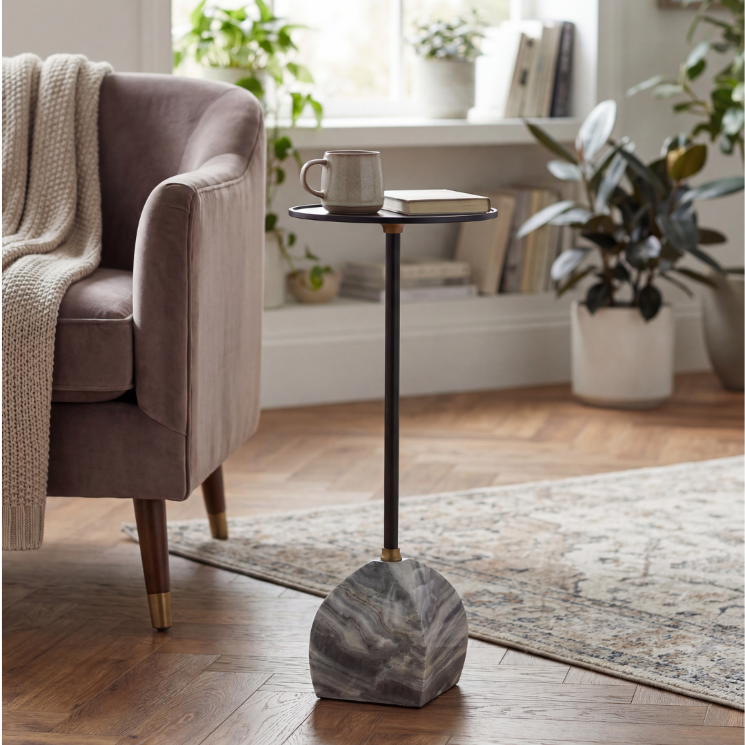 Praia Side Table – Grey Marble
