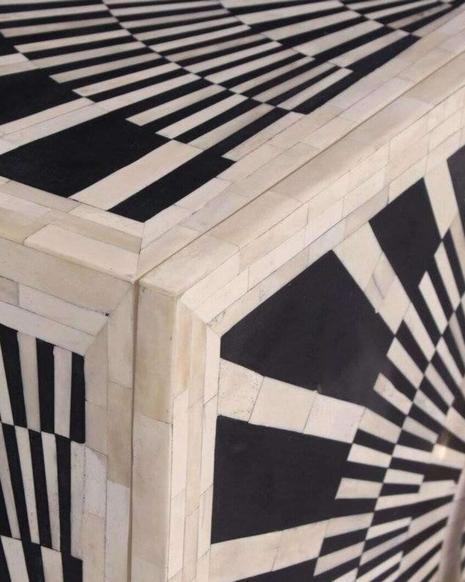 Ravi Cabinet - Black & White Bone Inlay - Tabeer Homes
