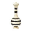 Black bone inlay vase with striped pattern, handcrafted decorative vase in ivory and black finish
