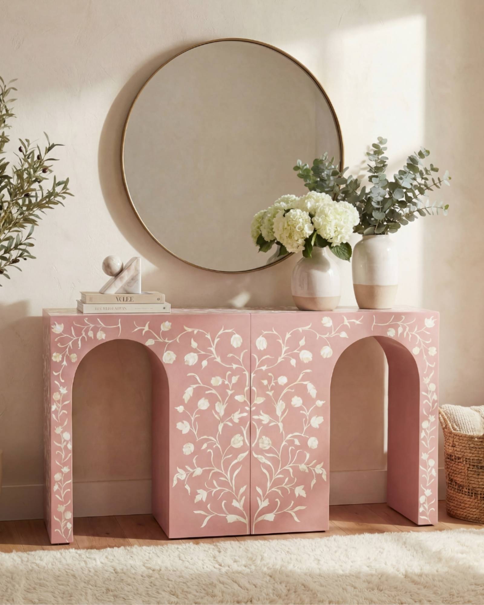 Rosetta Console - Pink Bone Inlay
