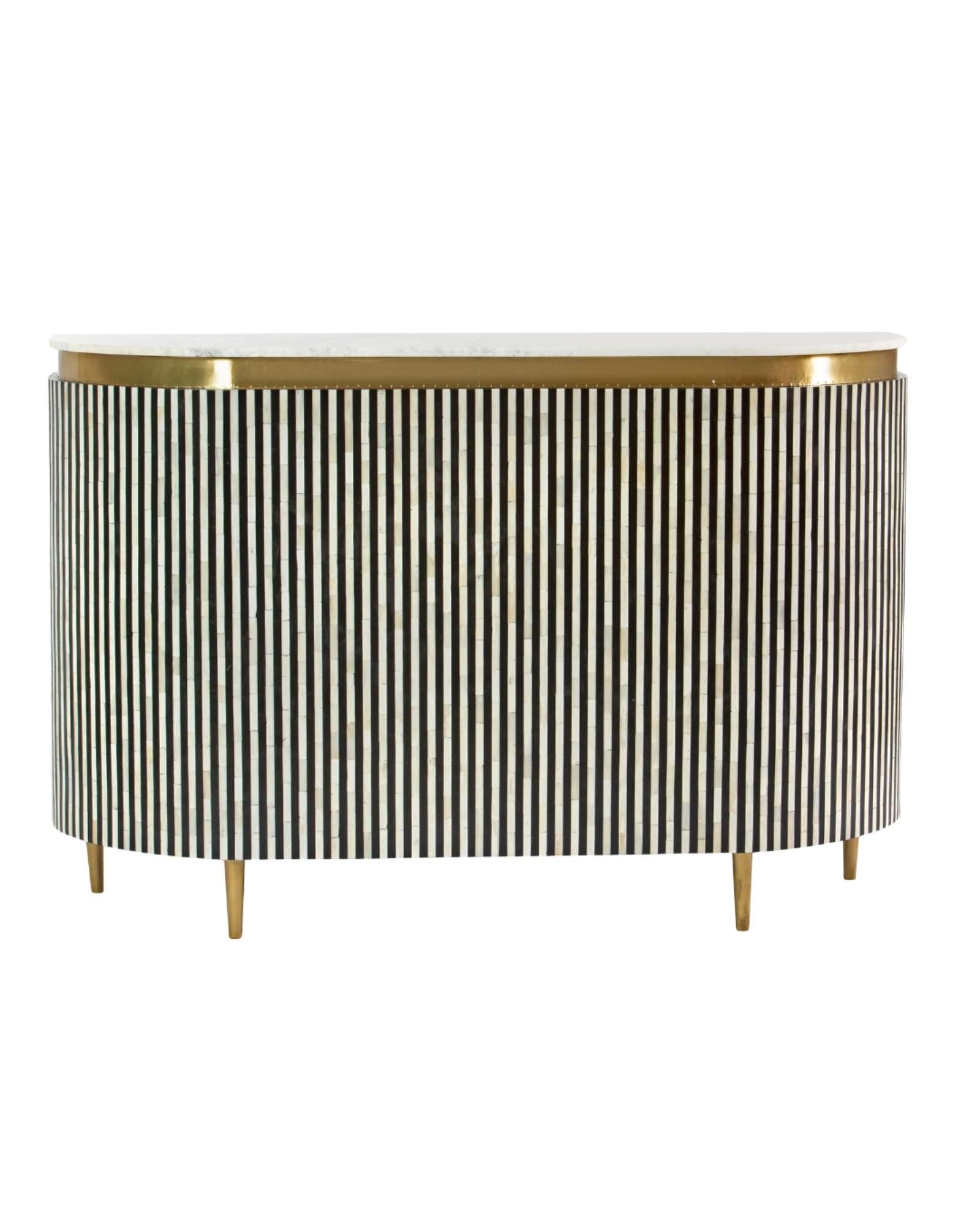 SaphedBarUnit - Black and White Bone Inlay with Marble Top by Tabeer Homes