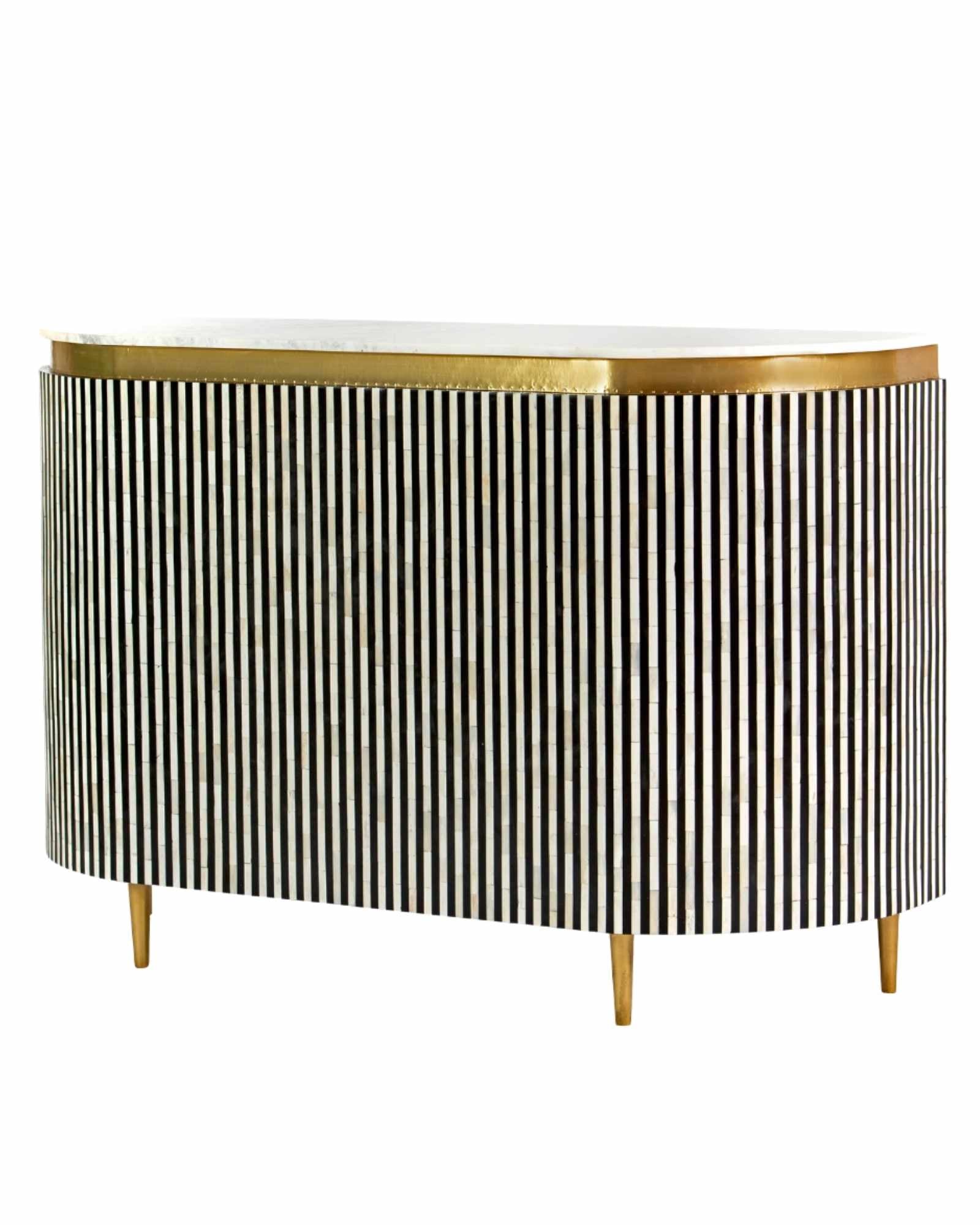 SaphedBarUnit - Black and White Bone Inlay with Marble Top by Tabeer Homes