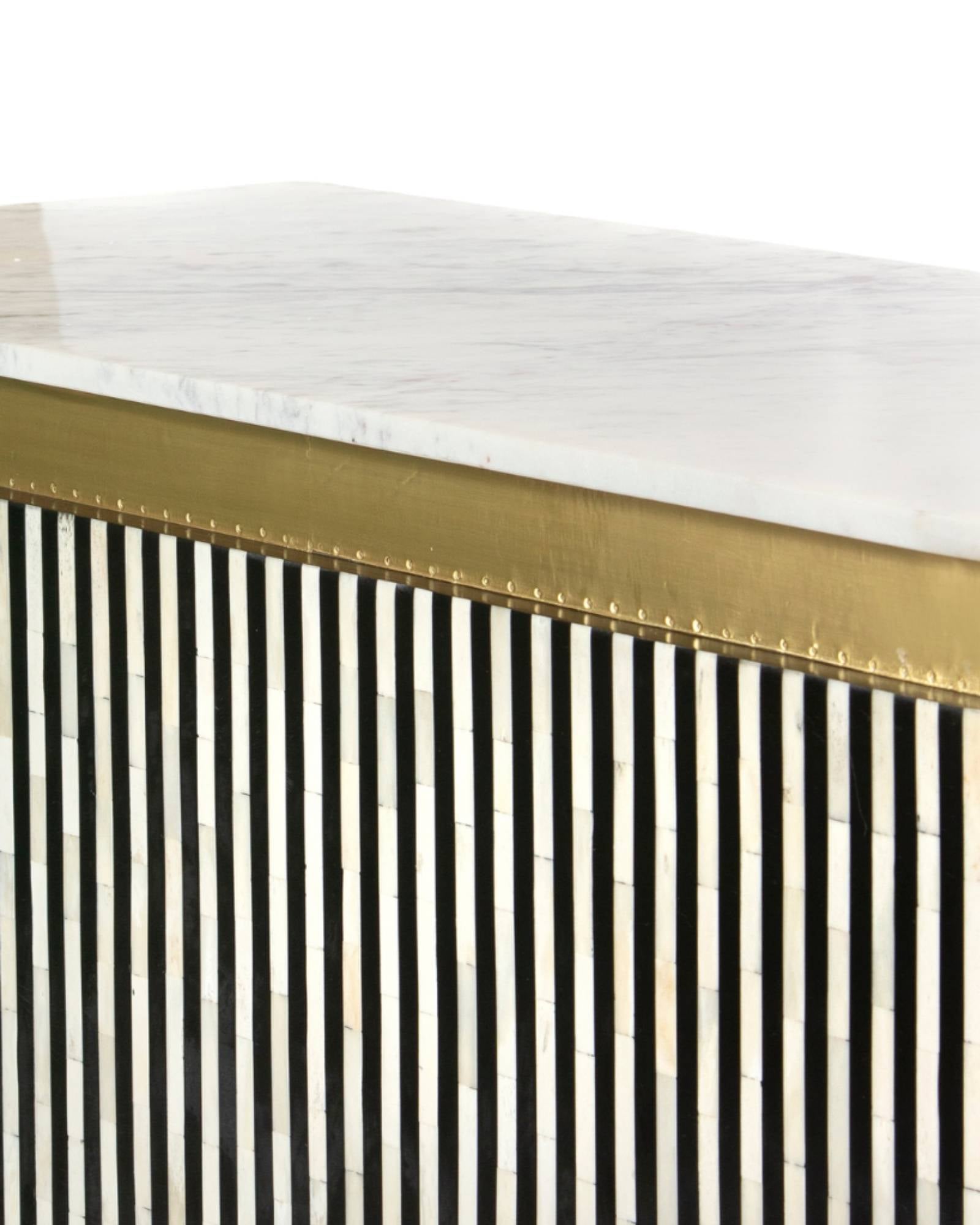 SaphedBarUnit - Black and White Bone Inlay with Marble Top by Tabeer Homes