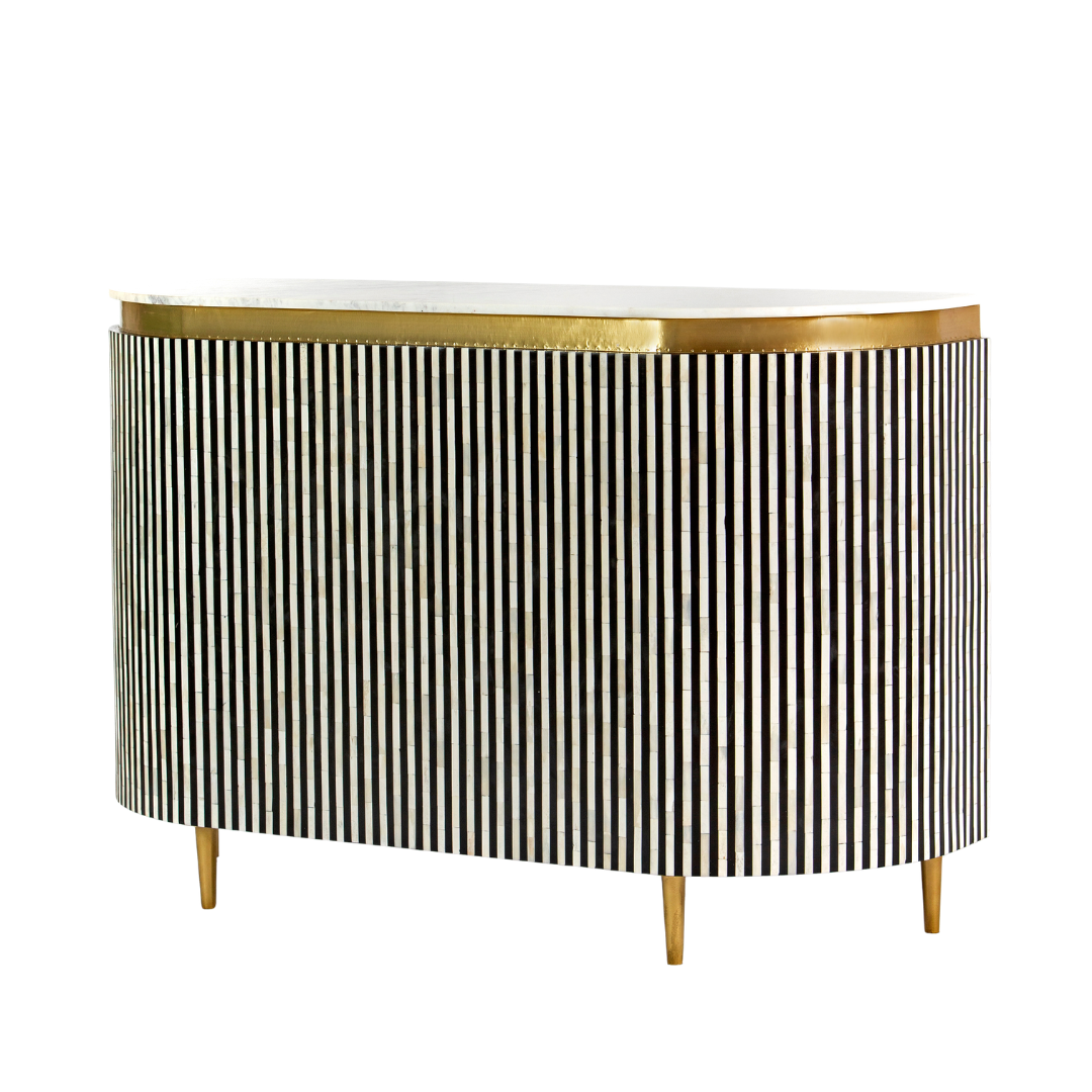 SaphedBarUnit - Black and White Bone Inlay with Marble Top by Tabeer Homes