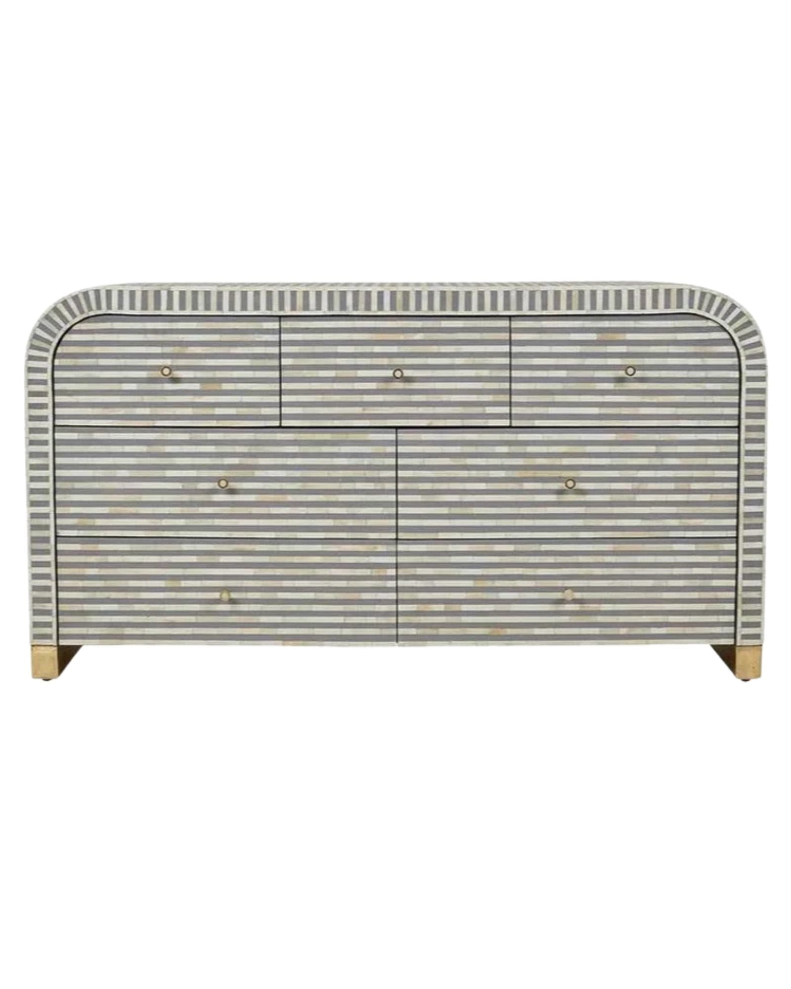 Saphed Bone Inlay Chest of Drawers - Grey Bone Inlay - Tabeer Homes