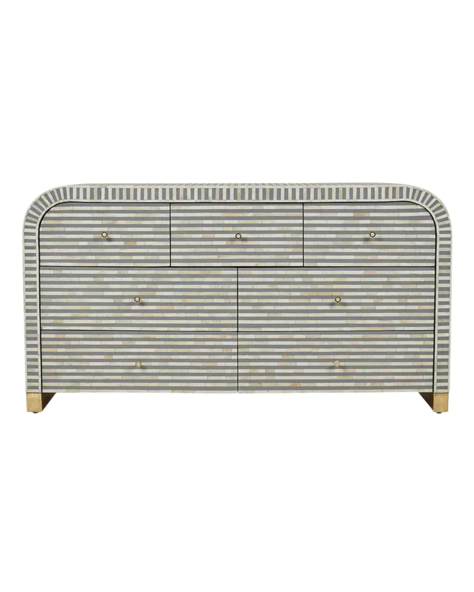 Saphed Bone Inlay Chest of Drawers - Grey Bone Inlay - Tabeer Homes