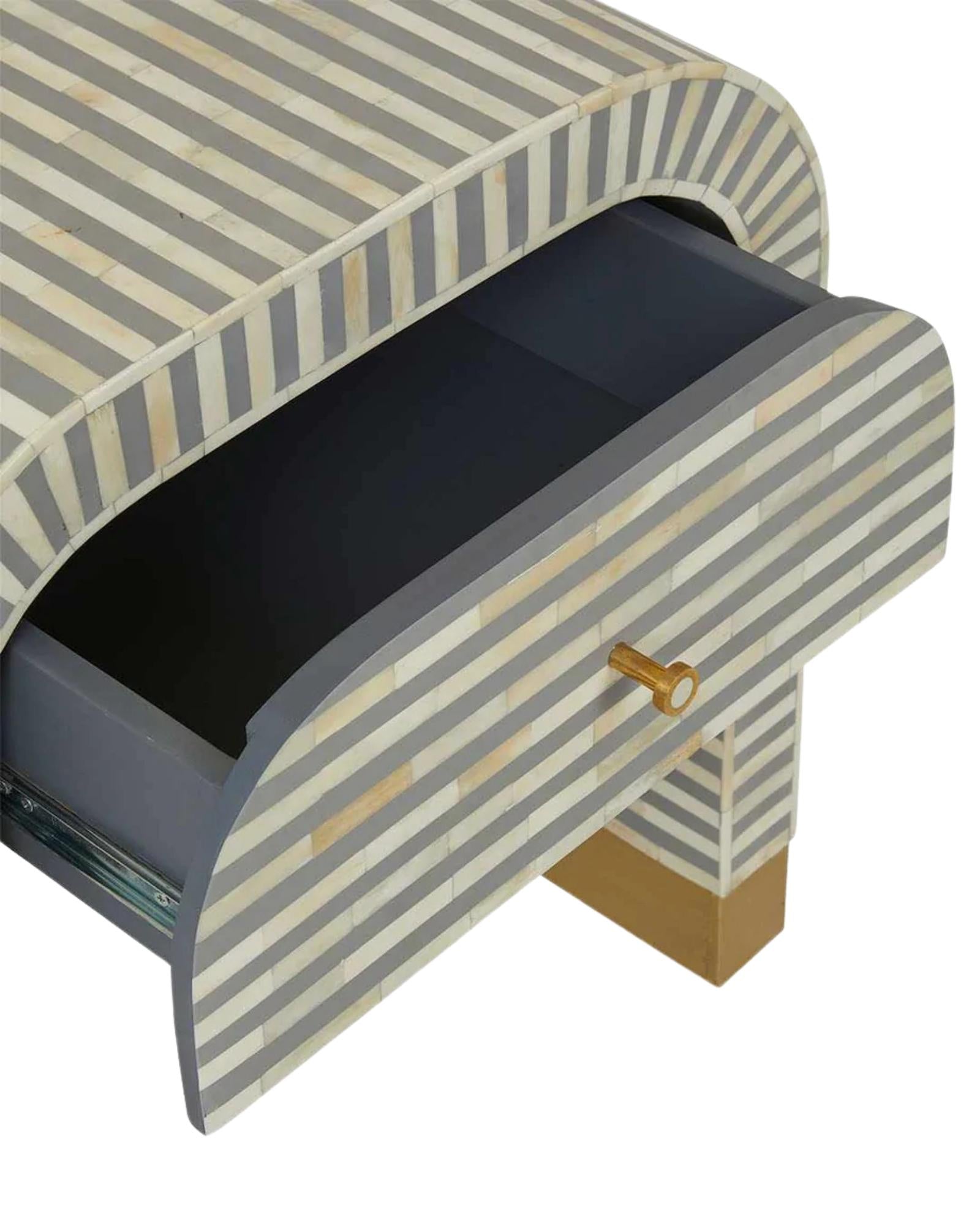Saphed Bone Inlay Side Drawers - Grey Bone Inlay - Tabeer Homes