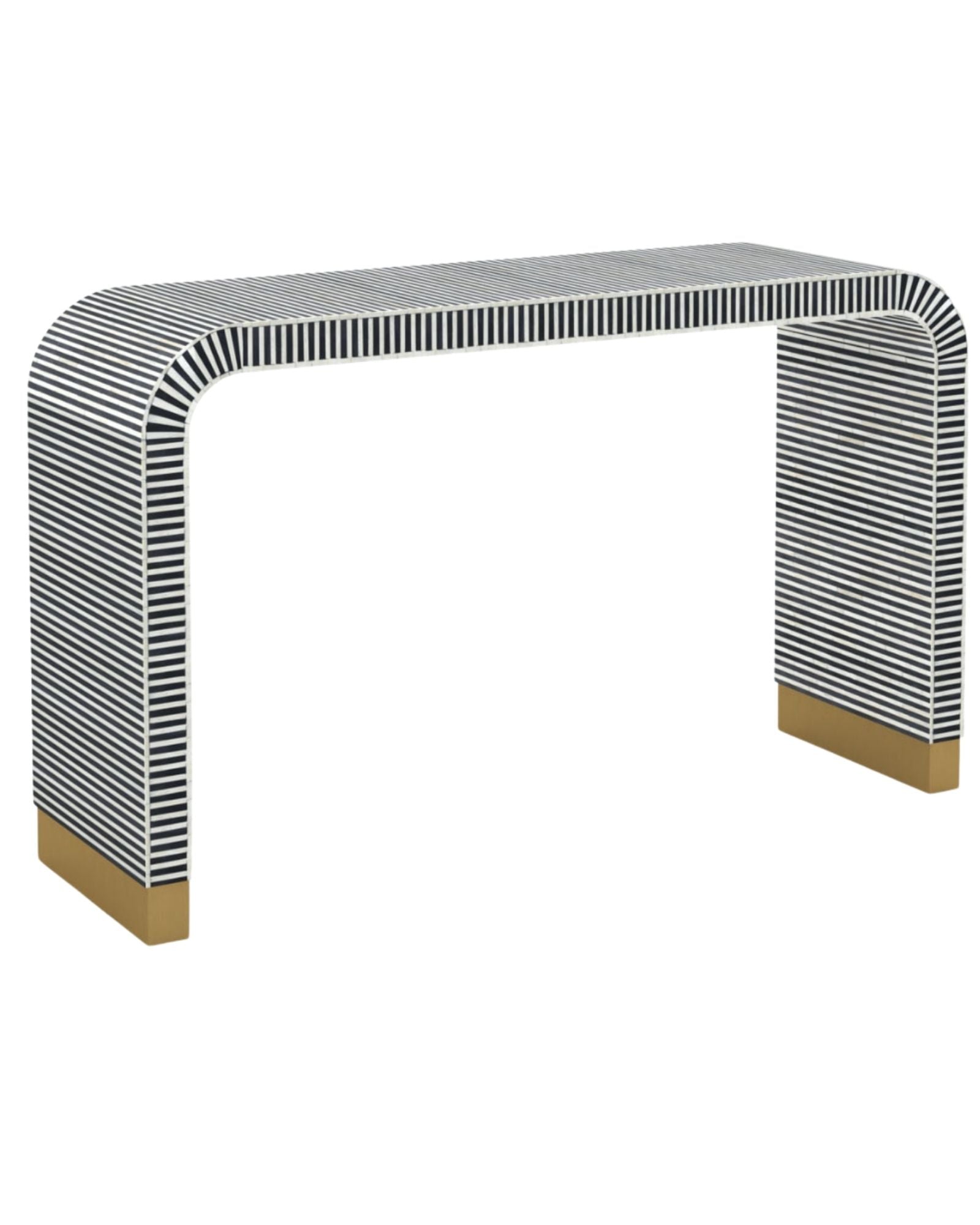 Saphed Console Table - Black & White Bone Inlay