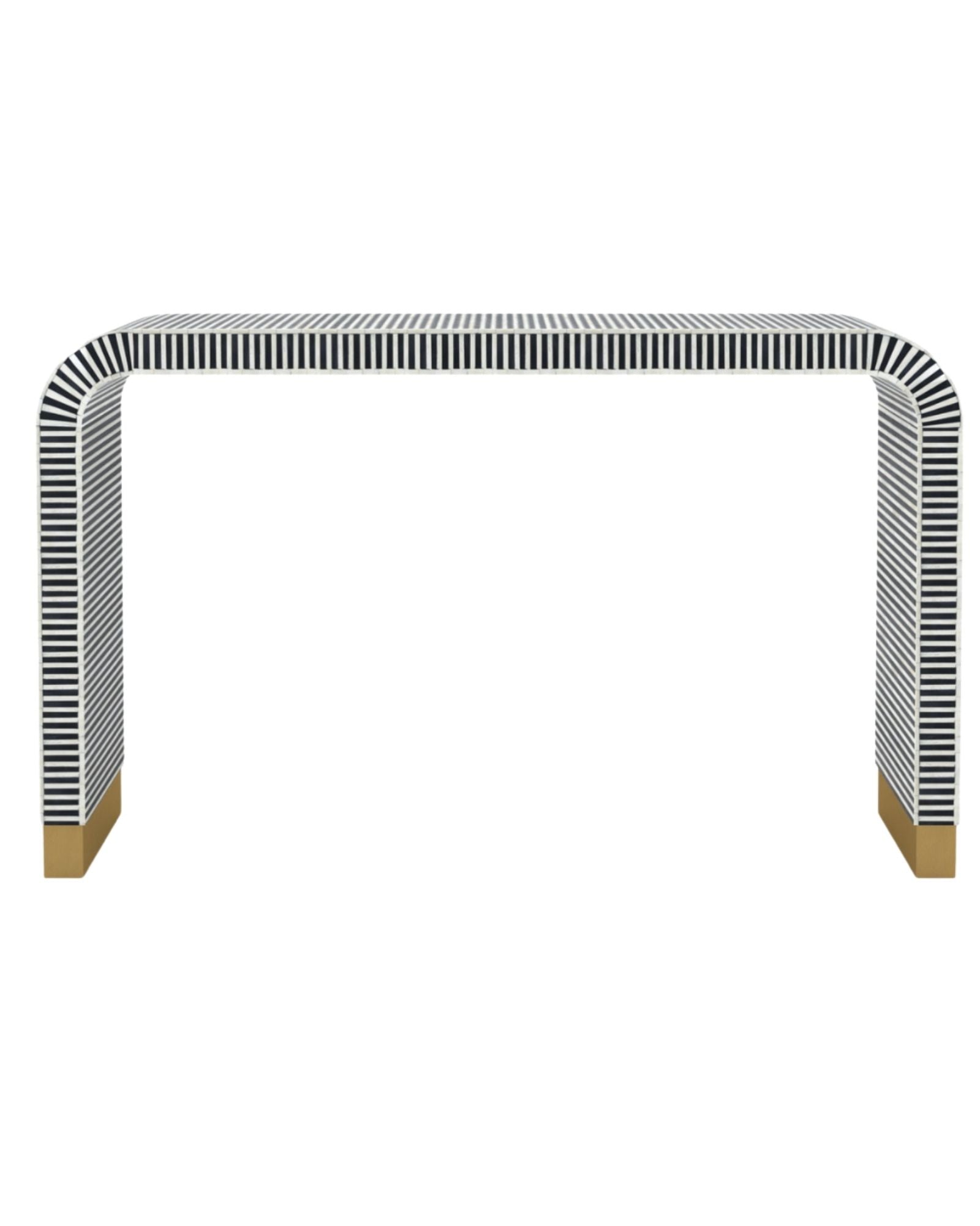 Saphed Console Table - Black & White Bone Inlay