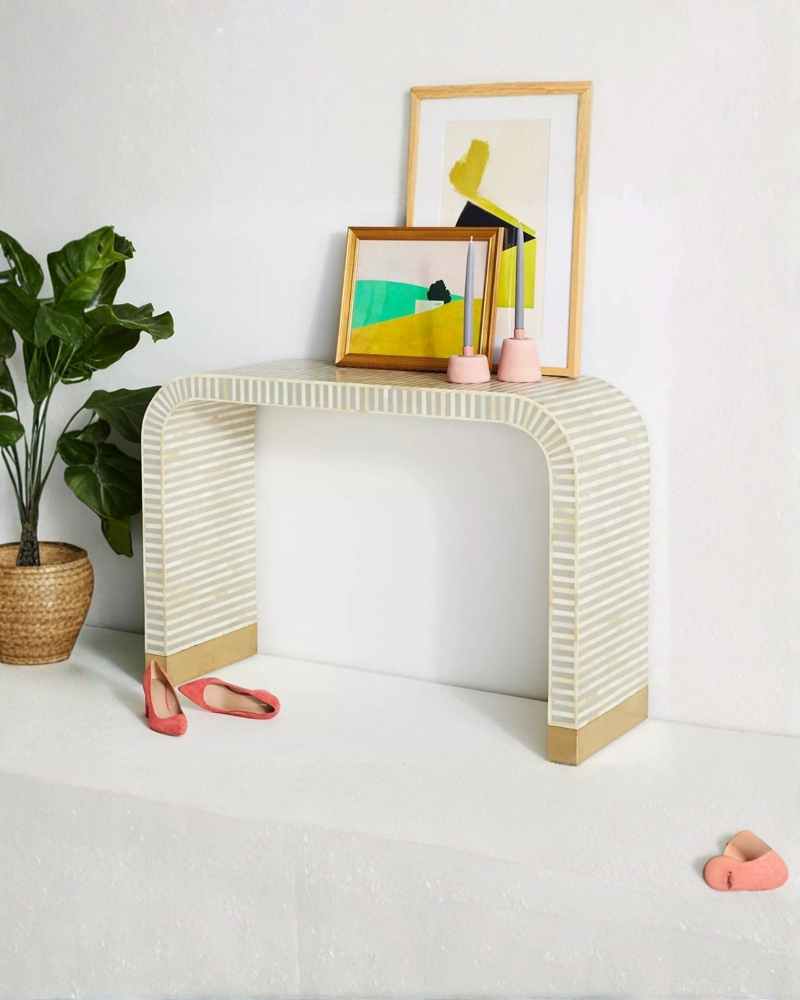 Saphed Console Table - Grey Bone Inlay - Tabeer Homes