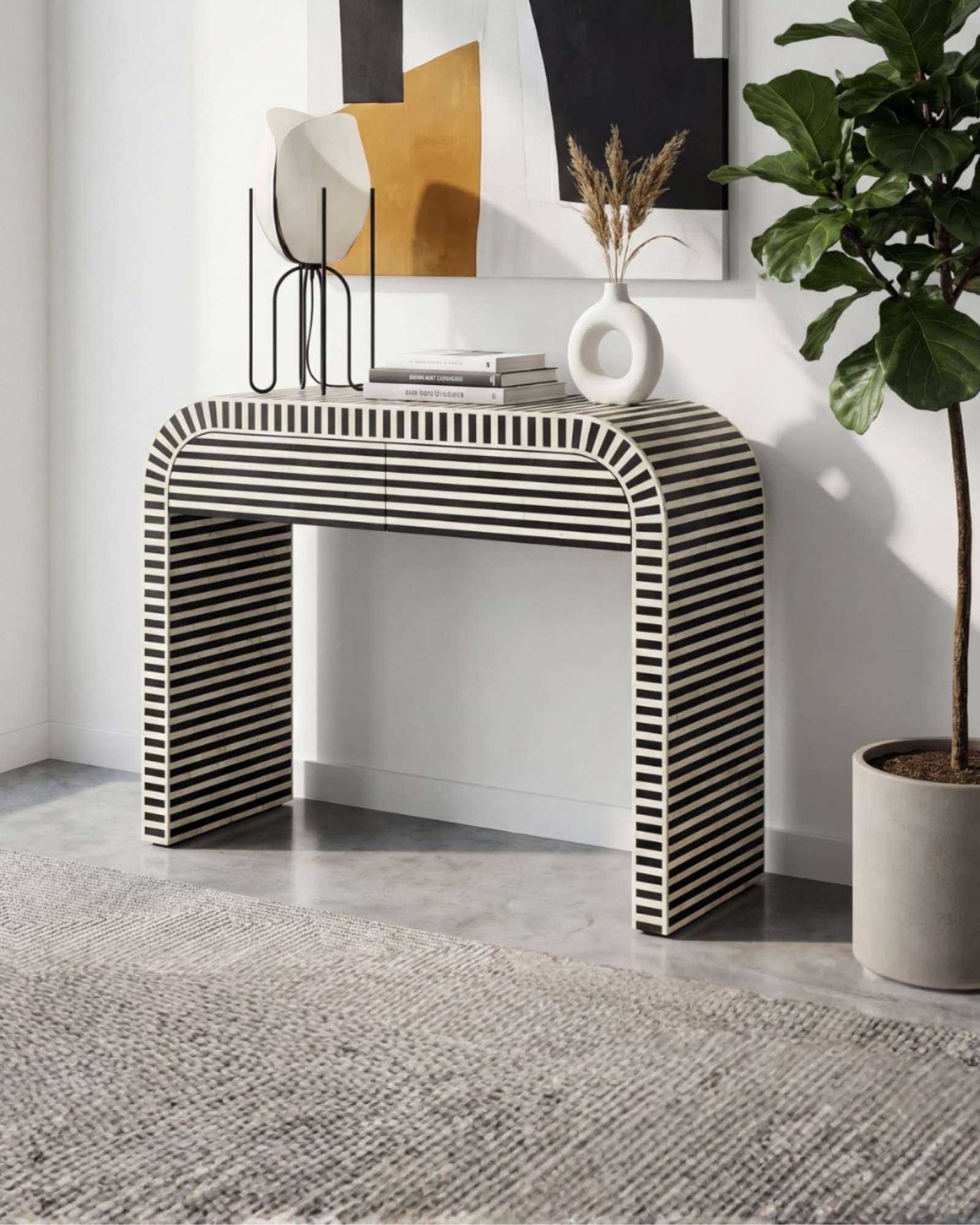 Saphed Dresser Console - Black Bone Inlay