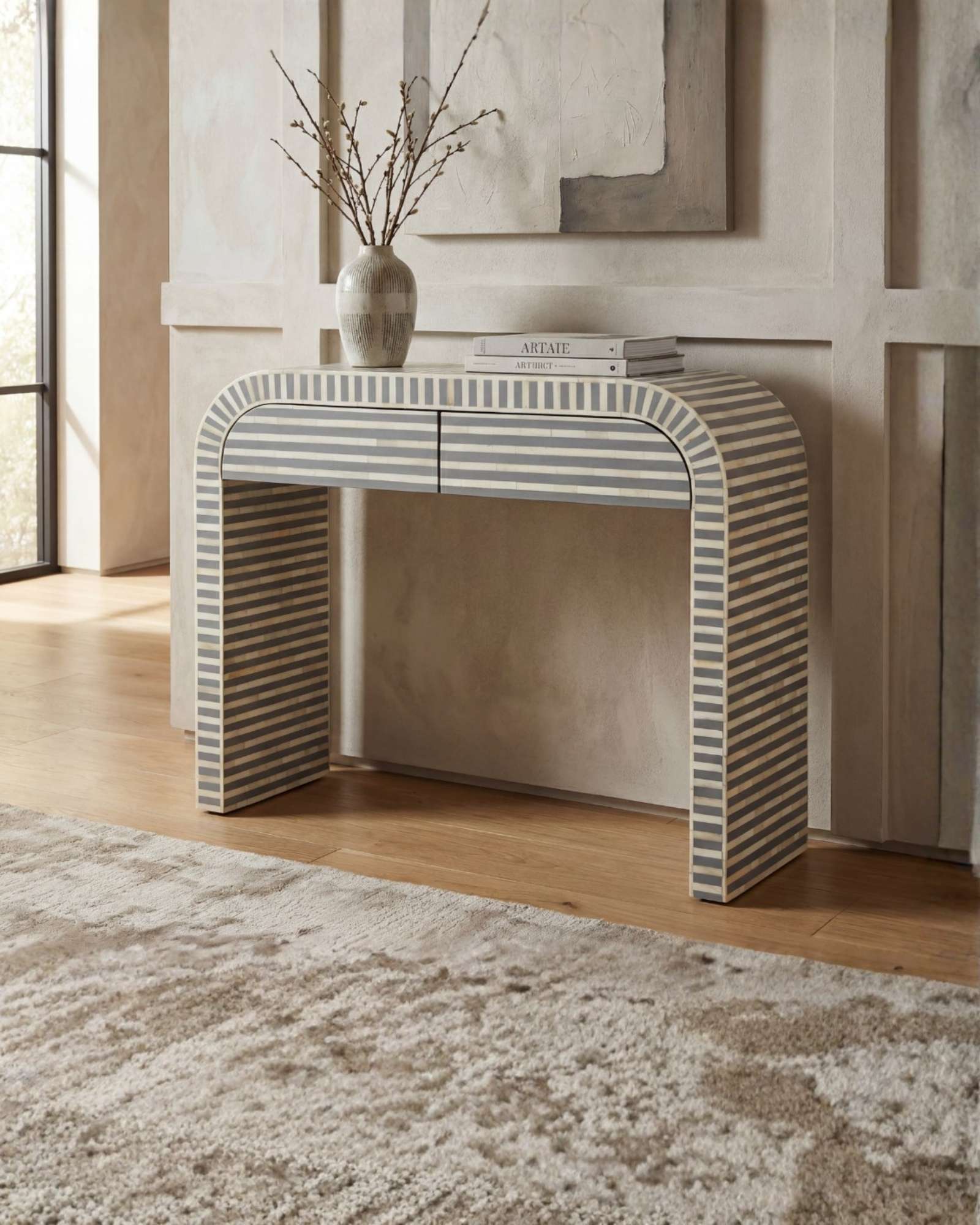 Saphed Dresser Console - Grey Bone Inlay