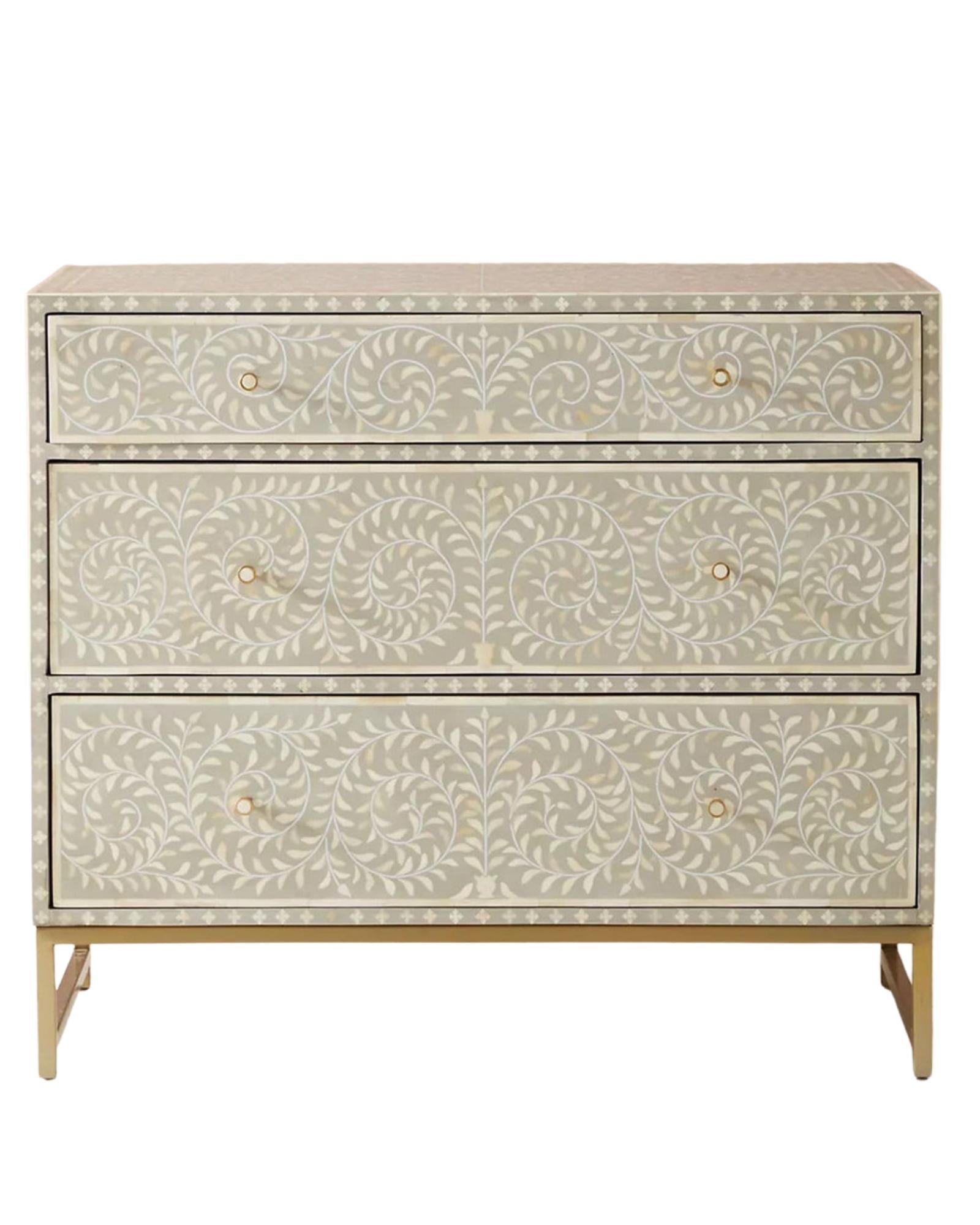 Seema Chest of Drawers - Grey Bone Inlay - Tabeer Homes