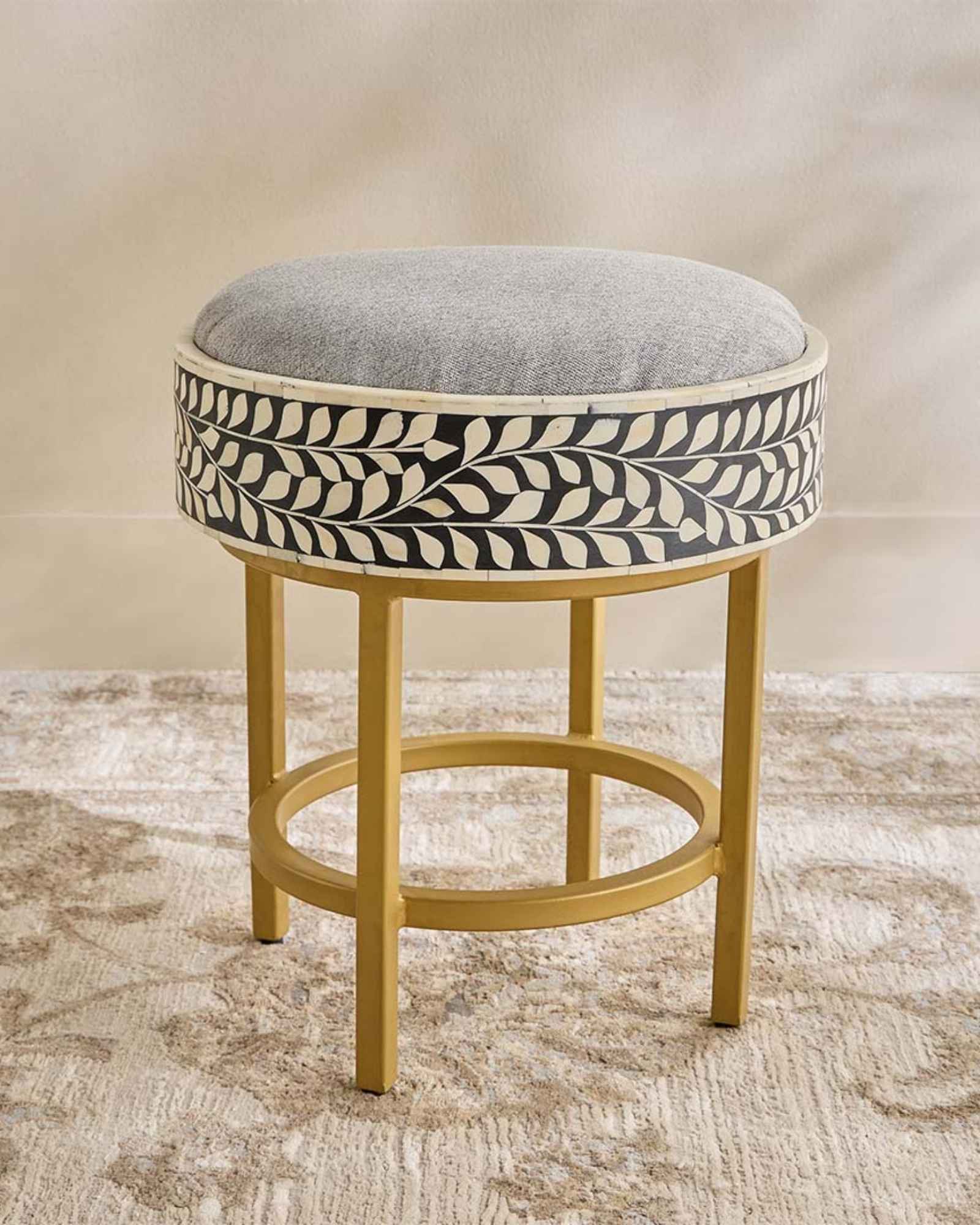 Seema Dresser Console & Stool - Black & White Bone Inlay - Tabeer Homes