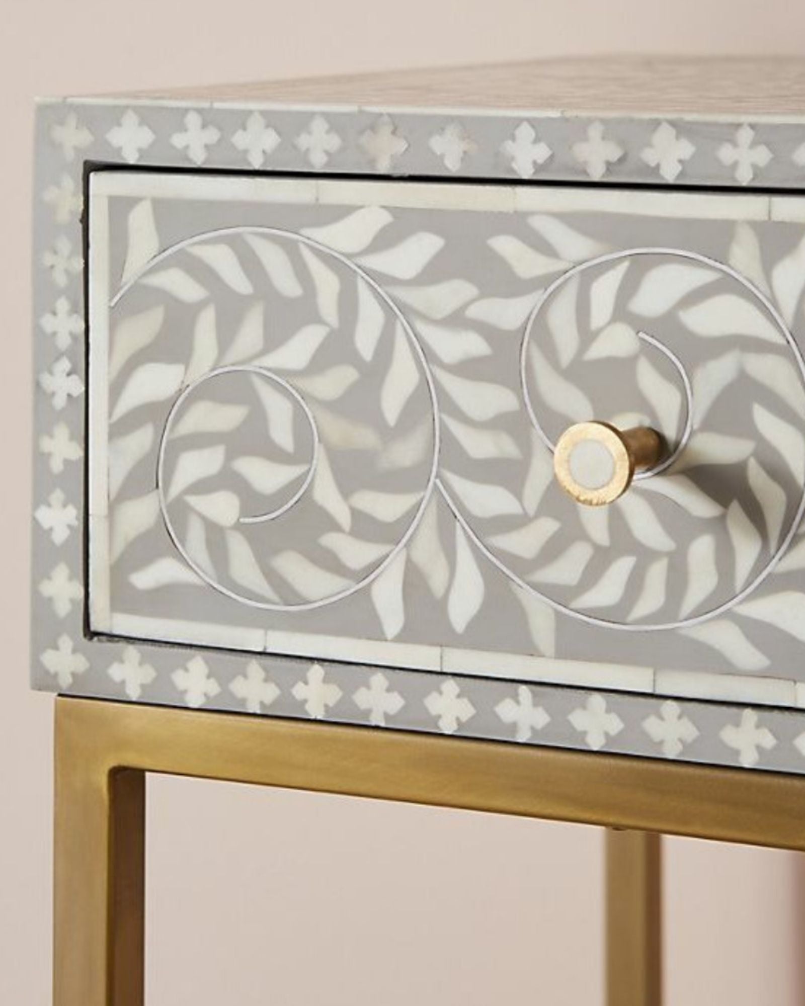 Seema Dresser Console & Stool - Grey Bone Inlay