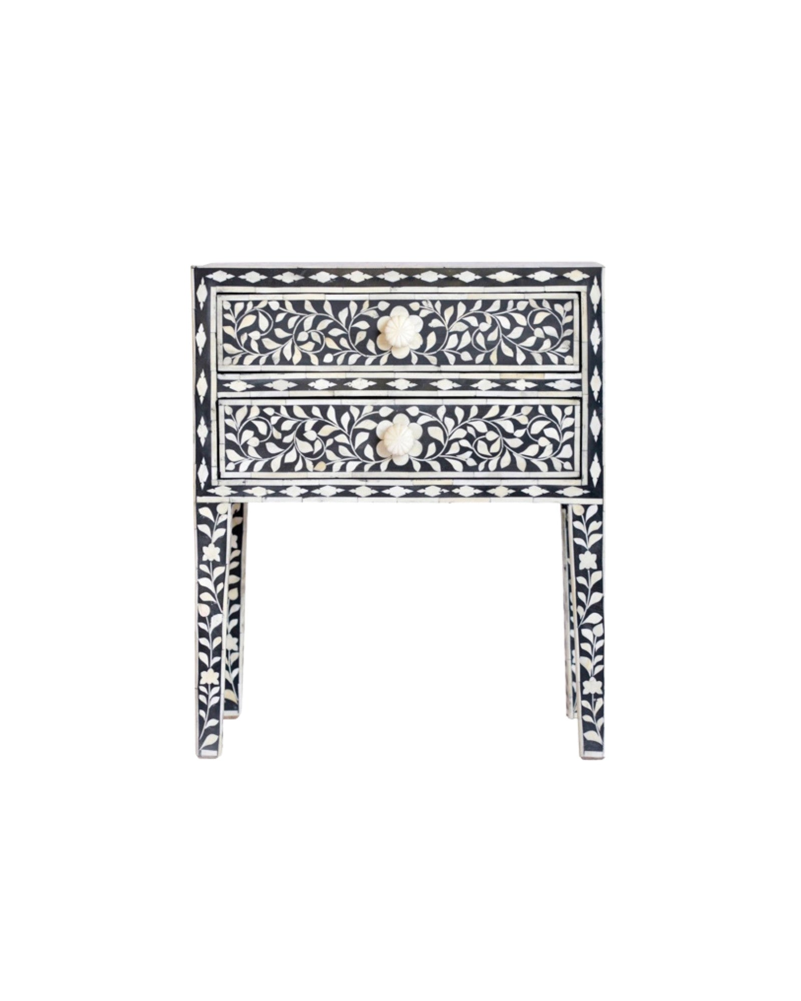Seema Side Drawer - Black & White Bone Inlay - Tabeer Homes