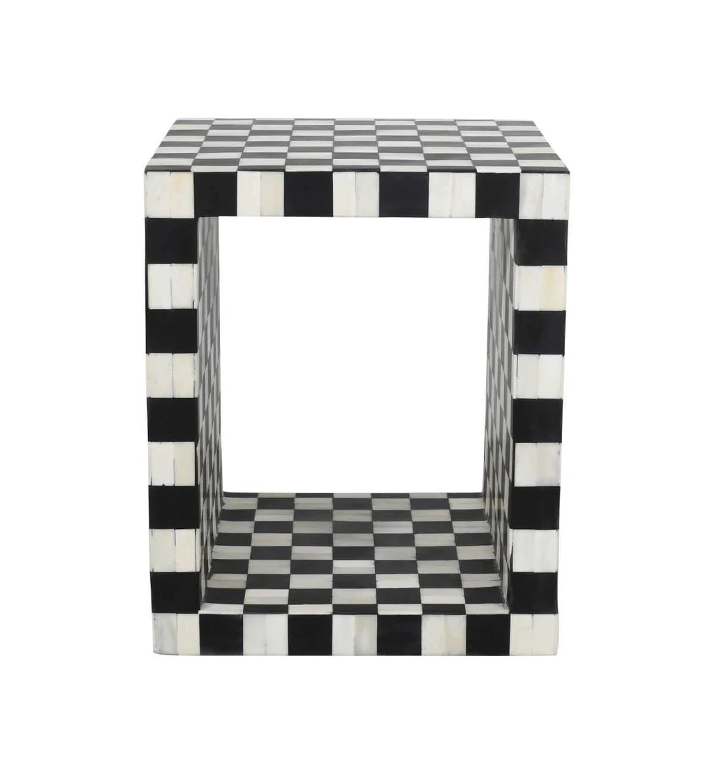 Maze Side Table - Black Bone Inlay - Tabeer Homes