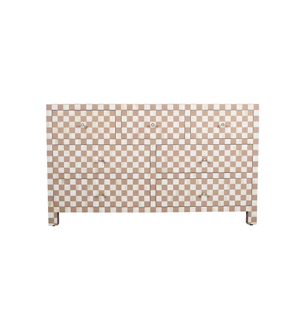Maze Chest of Drawers - Brown Bone Inlay - Tabeer Homes