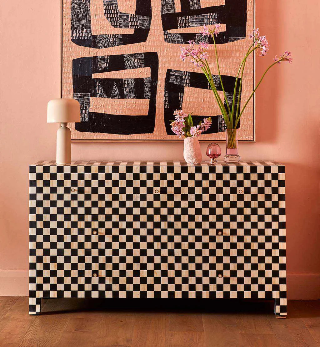 Maze Chest of Drawers - Black Bone Inlay - Tabeer Homes