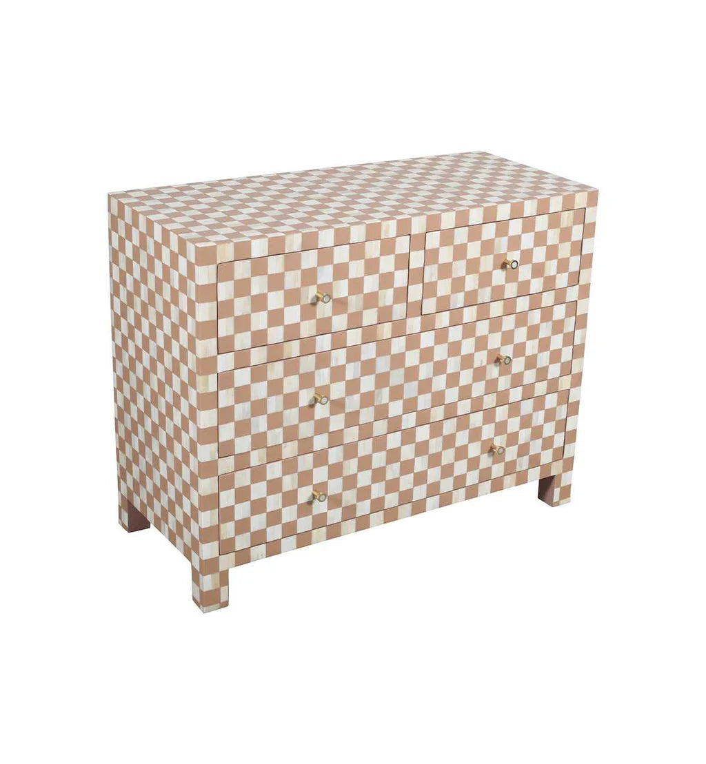 Maze Chest of Drawers - Brown Bone Inlay