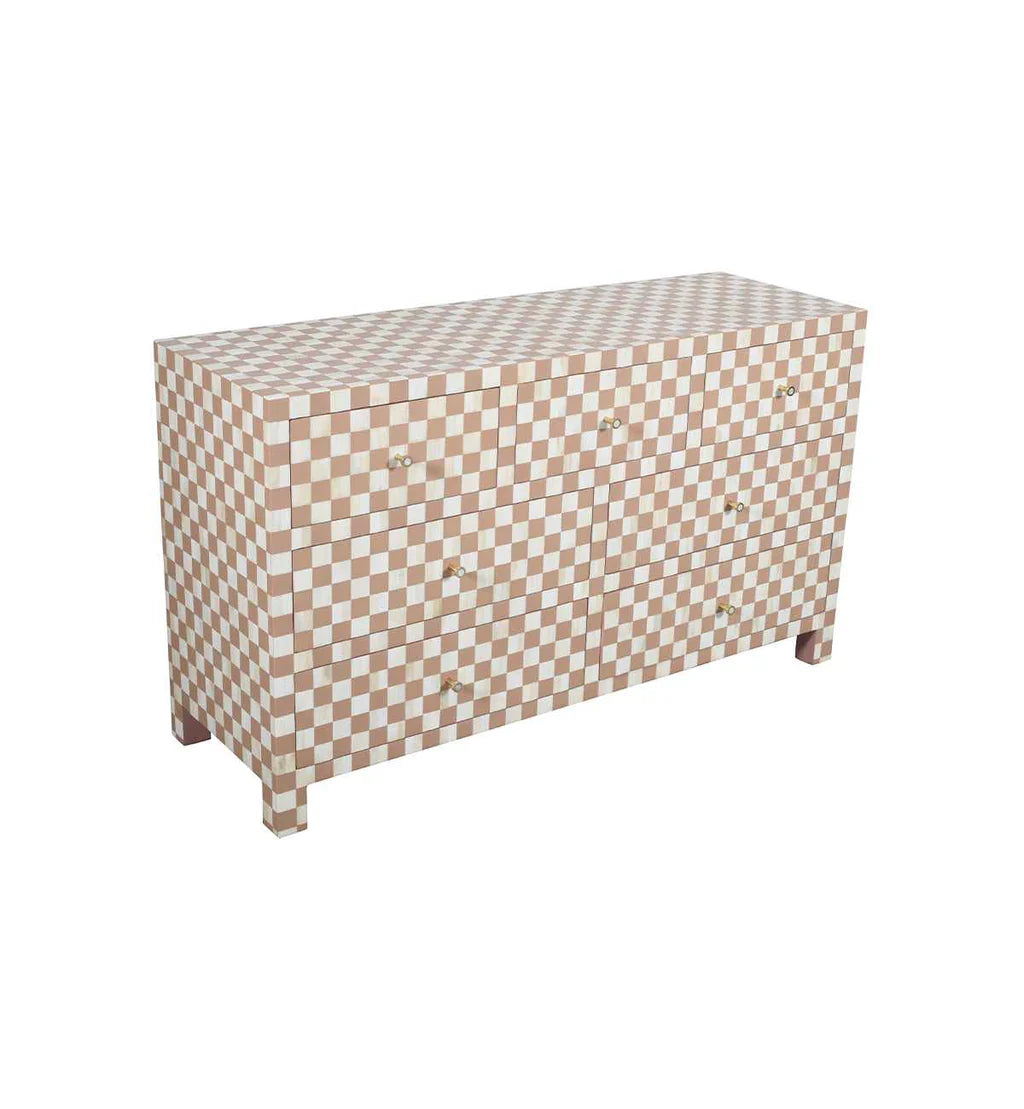 Maze Chest of Drawers - Brown Bone Inlay - Tabeer Homes