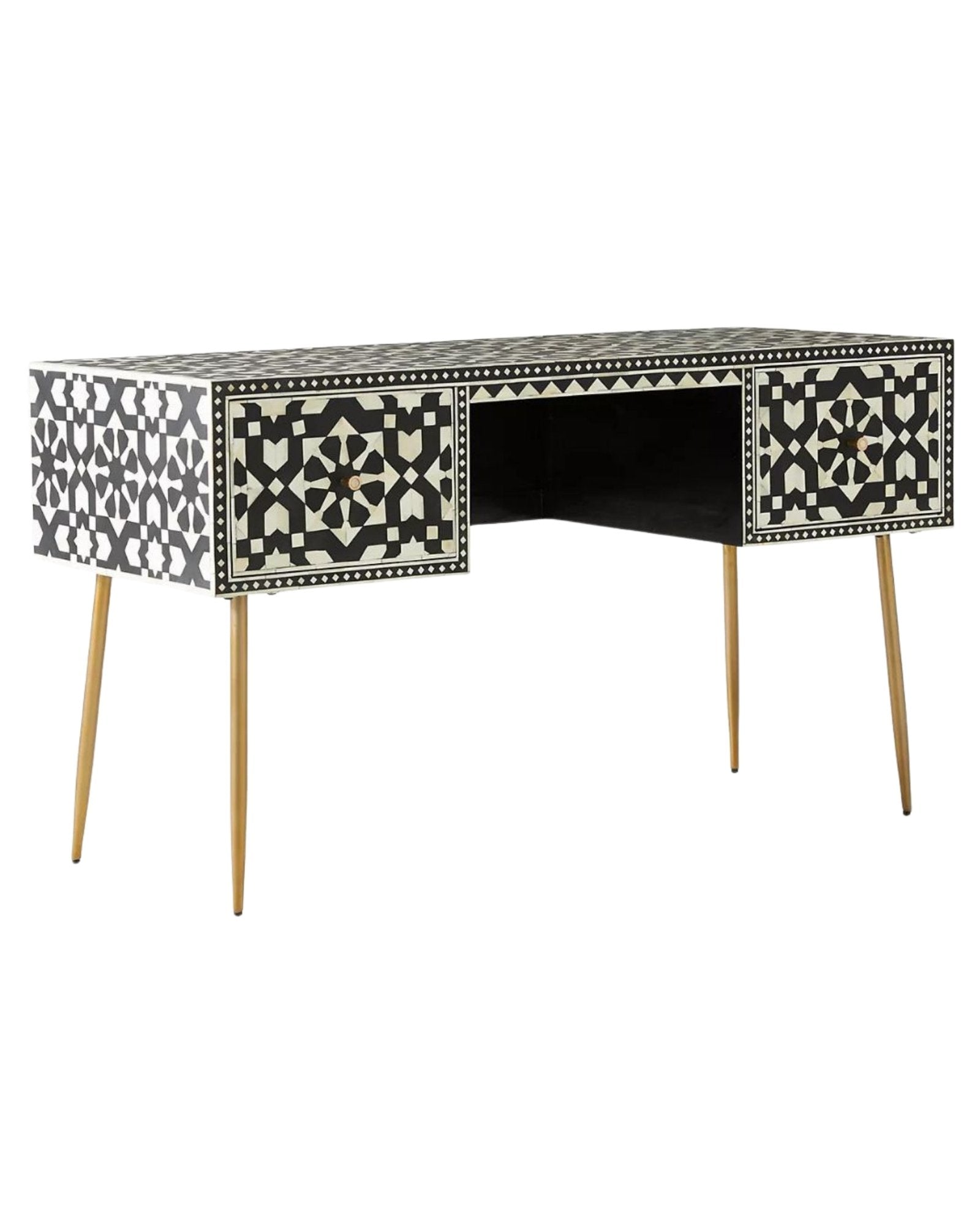 Taara Console Desk - Black Bone Inlay - Tabeer Homes