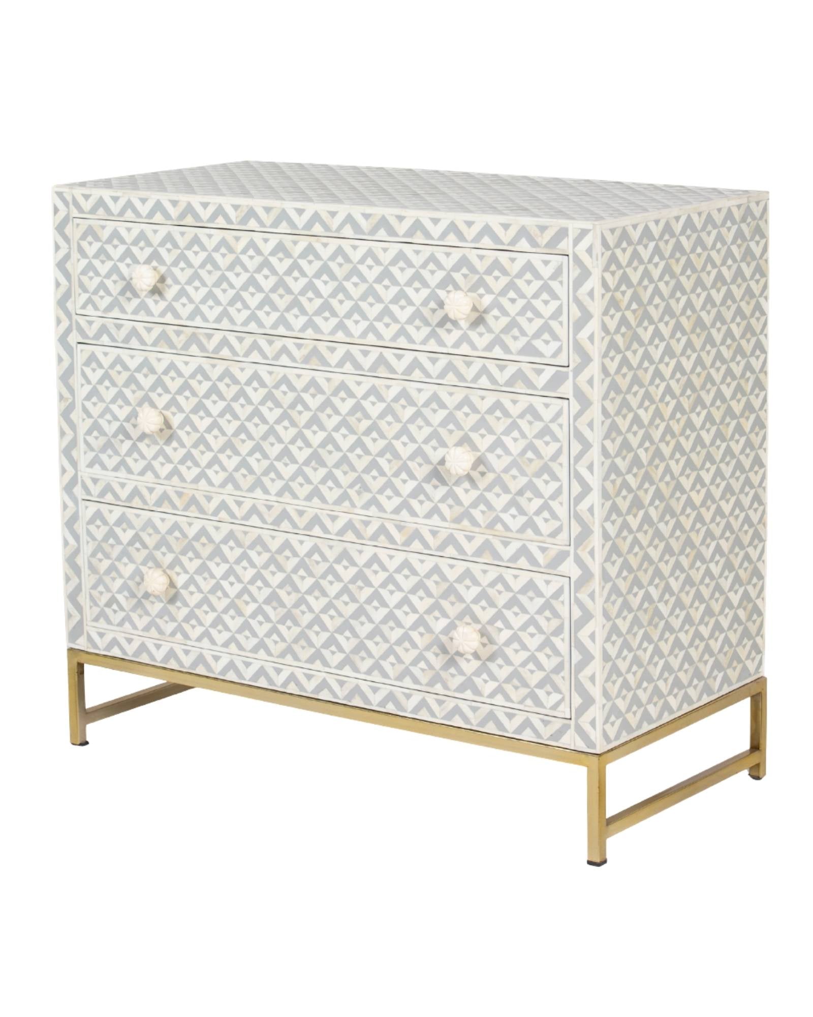 Trikon Chest of Drawers - Grey Bone Inlay by Tabeer Homes