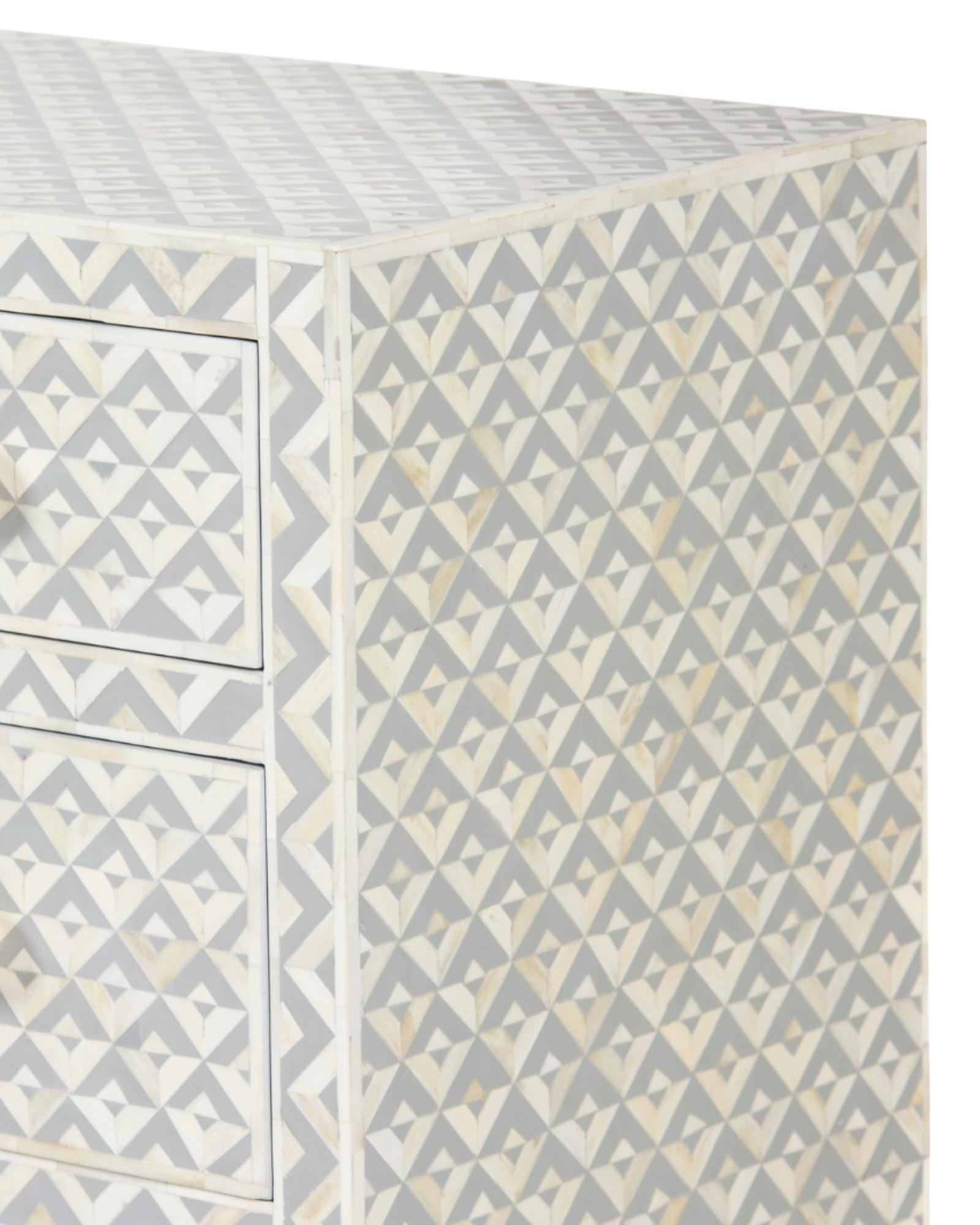 Trikon Chest of Drawers - Grey Bone Inlay by Tabeer Homes