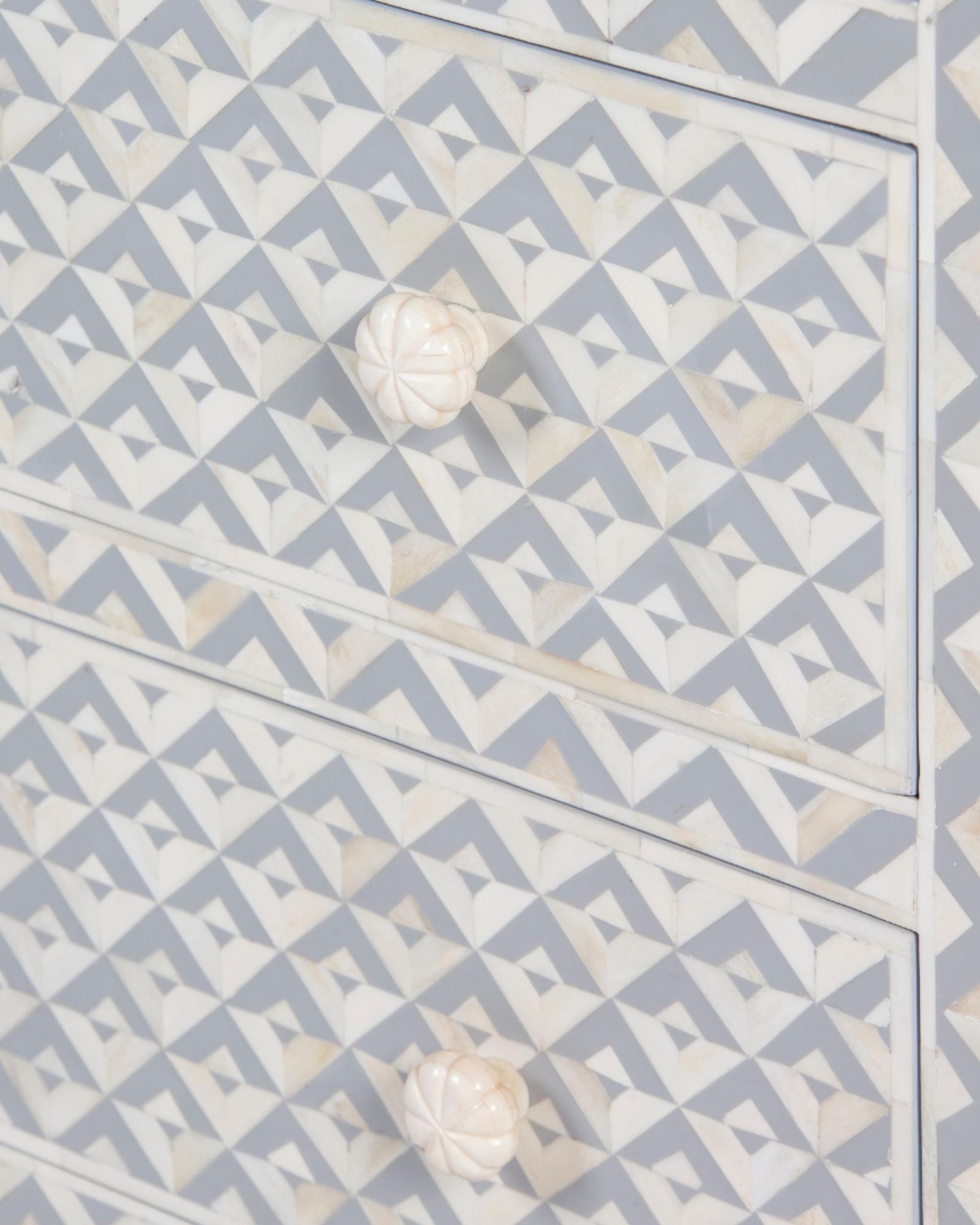 Trikon Chest of Drawers - Grey Bone Inlay by Tabeer Homes
