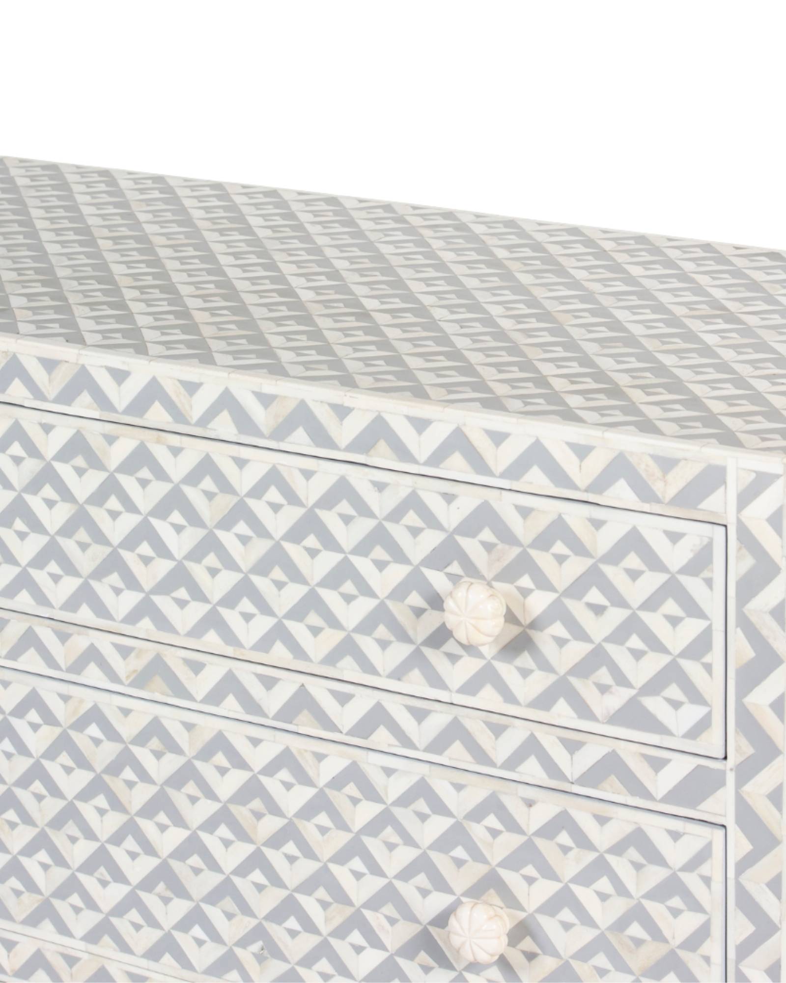 Trikon Chest of Drawers - Grey Bone Inlay by Tabeer Homes