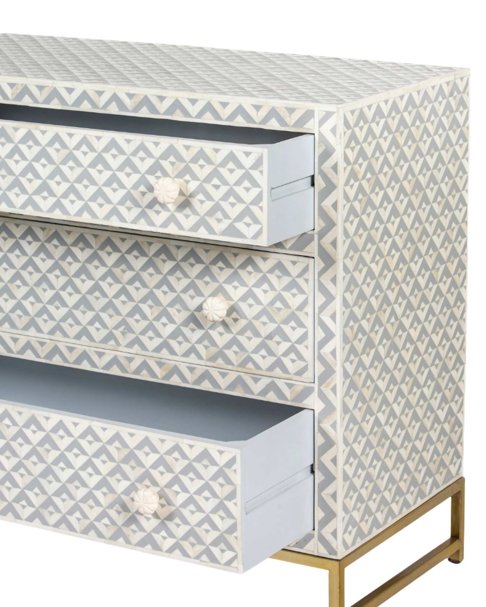 Trikon Chest of Drawers - Grey Bone Inlay by Tabeer Homes